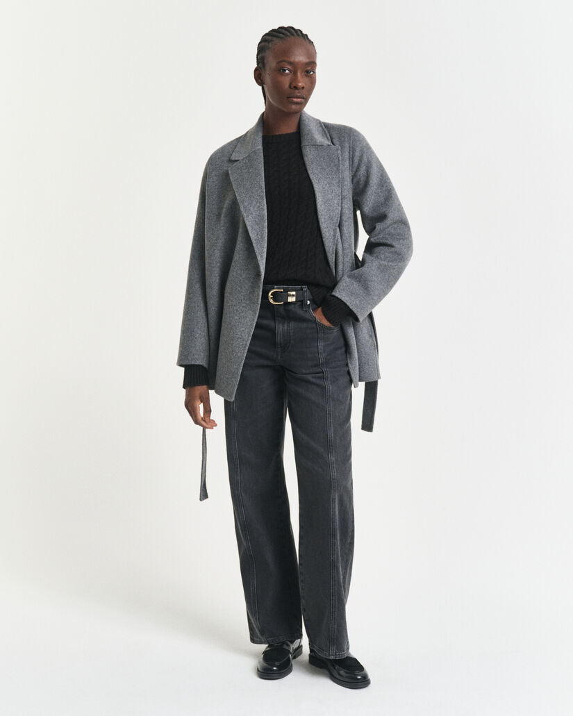 Zopfstrick Rundhalspullover aus Kaschmir