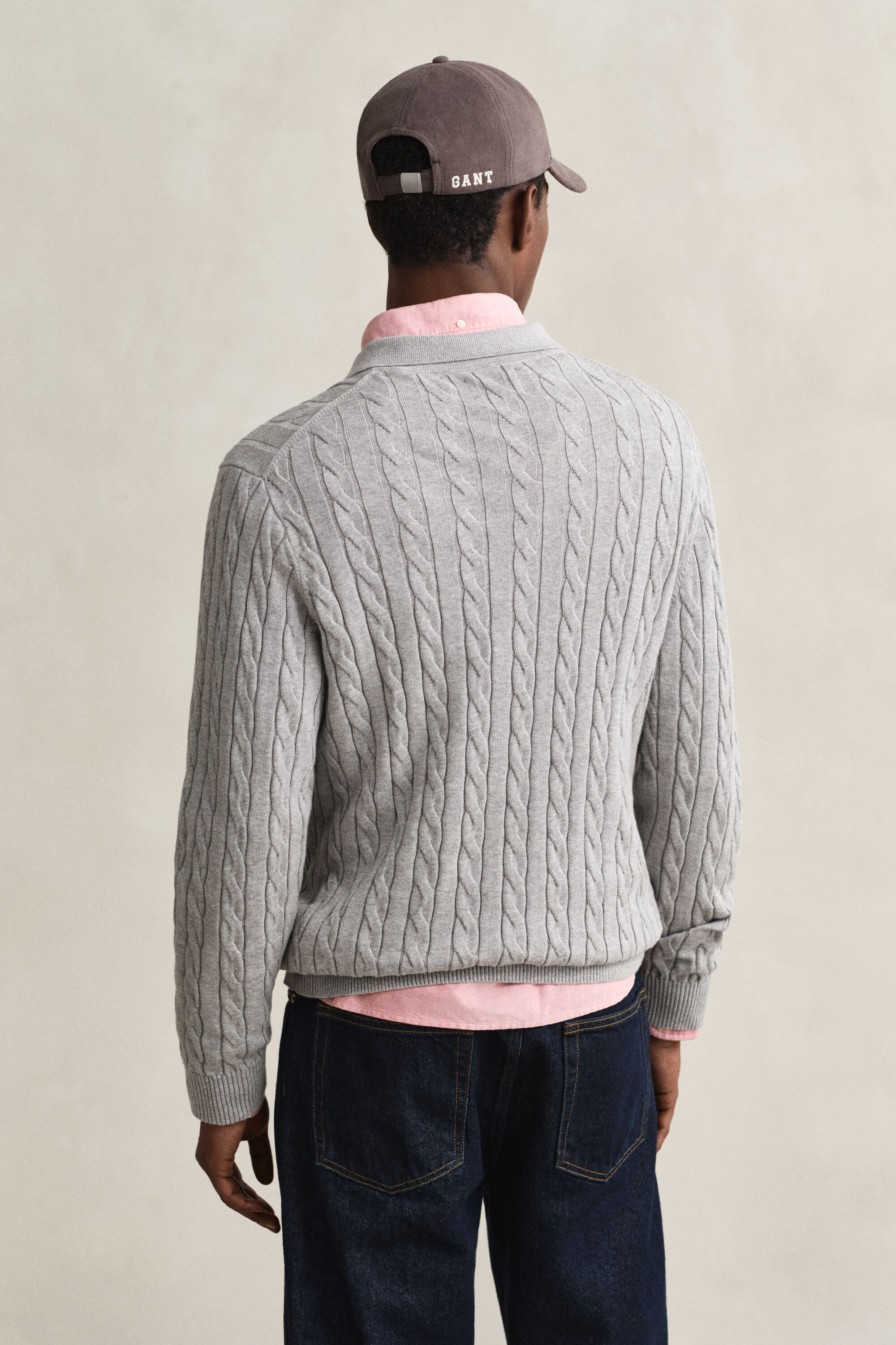 Zopfstrick Polopullover aus Baumwolle