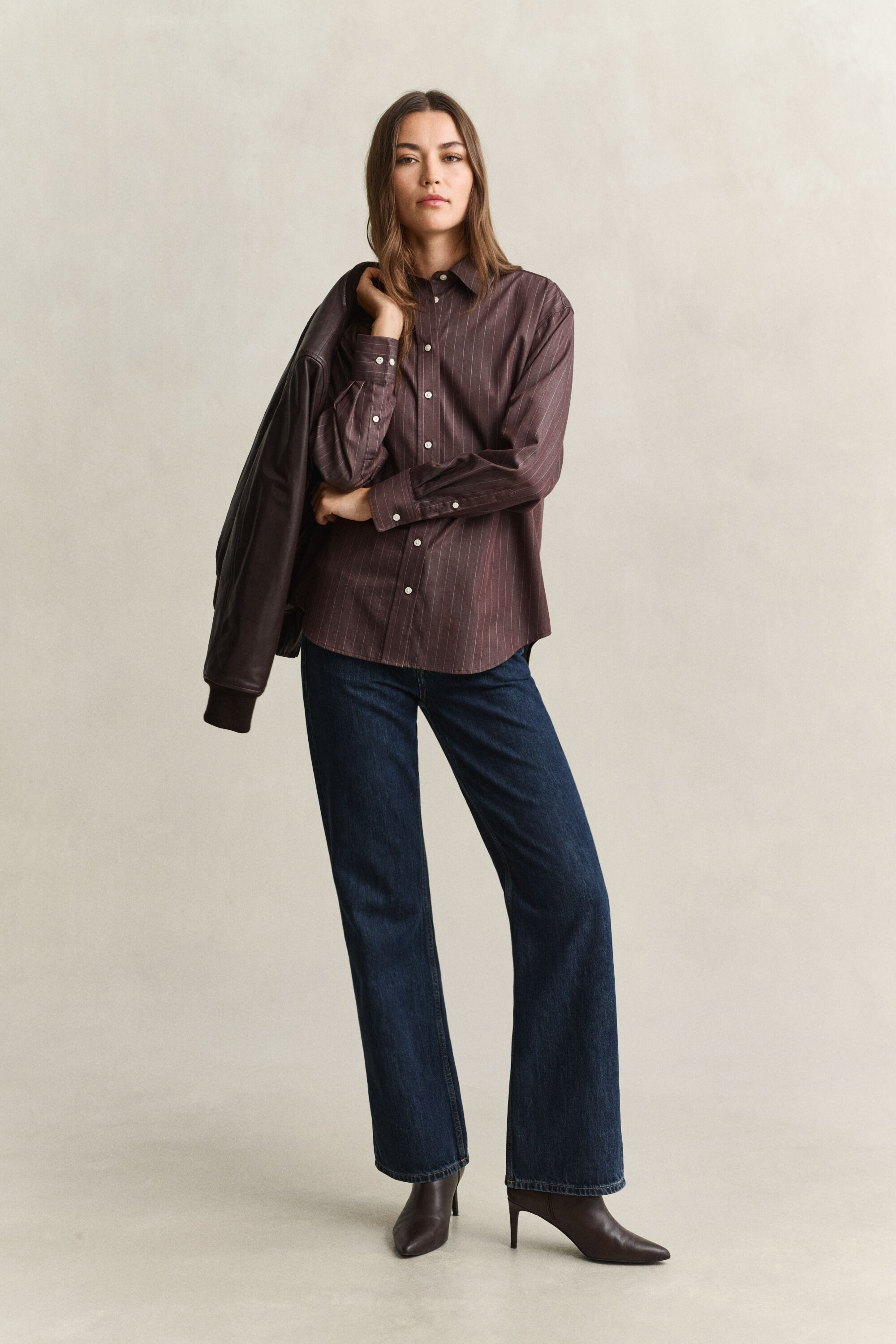 Relaxed Fit Popeline Bluse mit Streifen