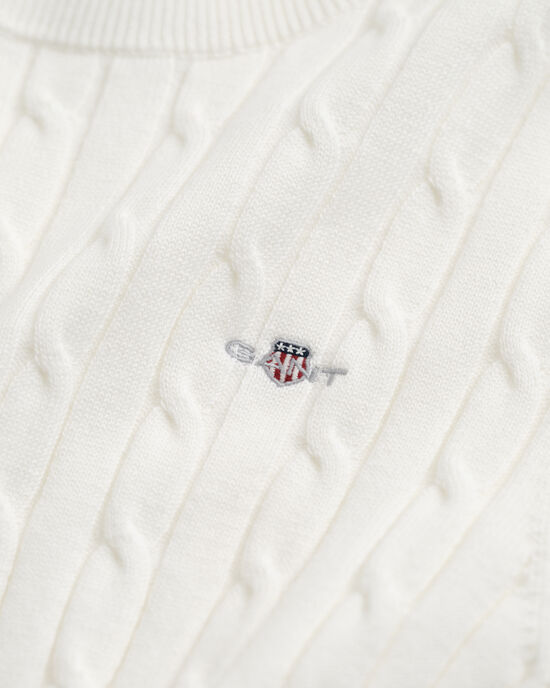 Zopfstrick-Pullover aus Stretch-Baumwolle