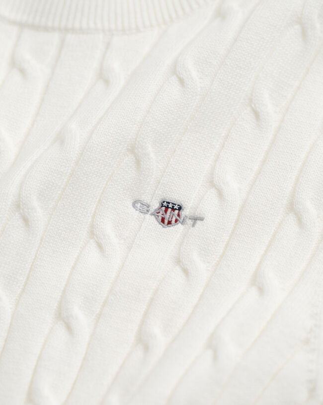 Zopfstrick-Pullover aus Stretch-Baumwolle