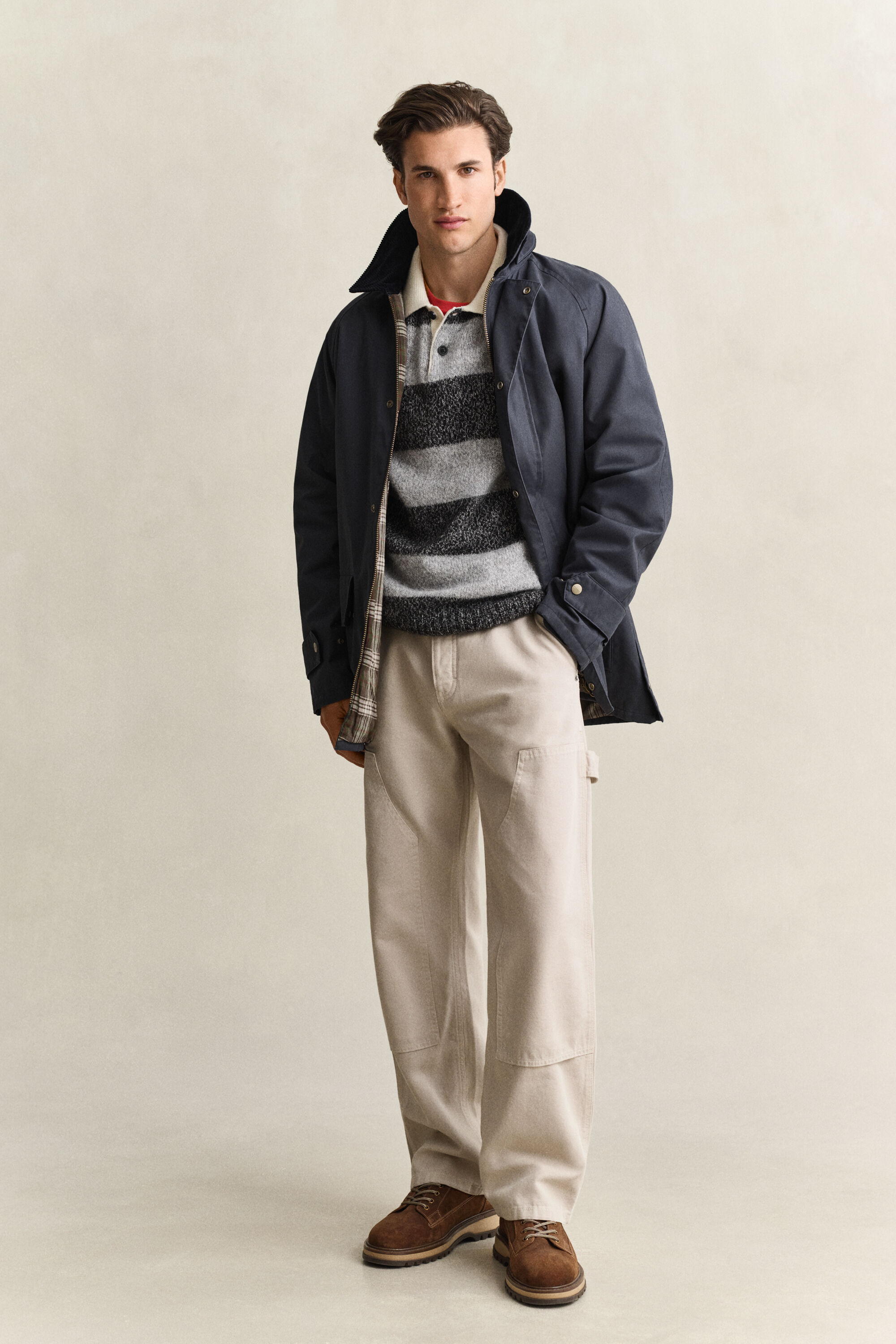 Gestreifter Polopullover aus Alpaka-Woll-Gemisch