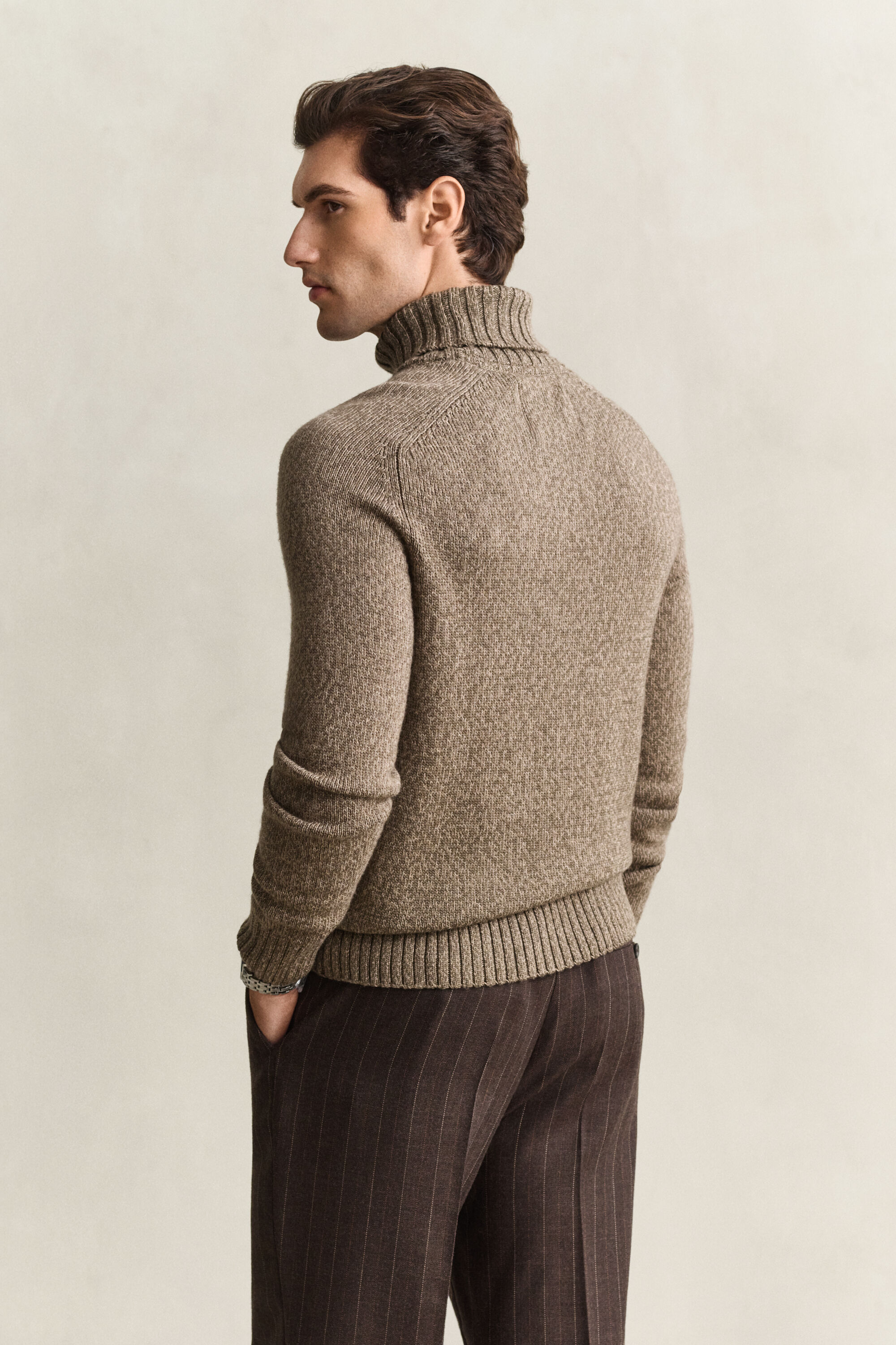 Rollkragenpullover aus Mouliné-Wollgemisch