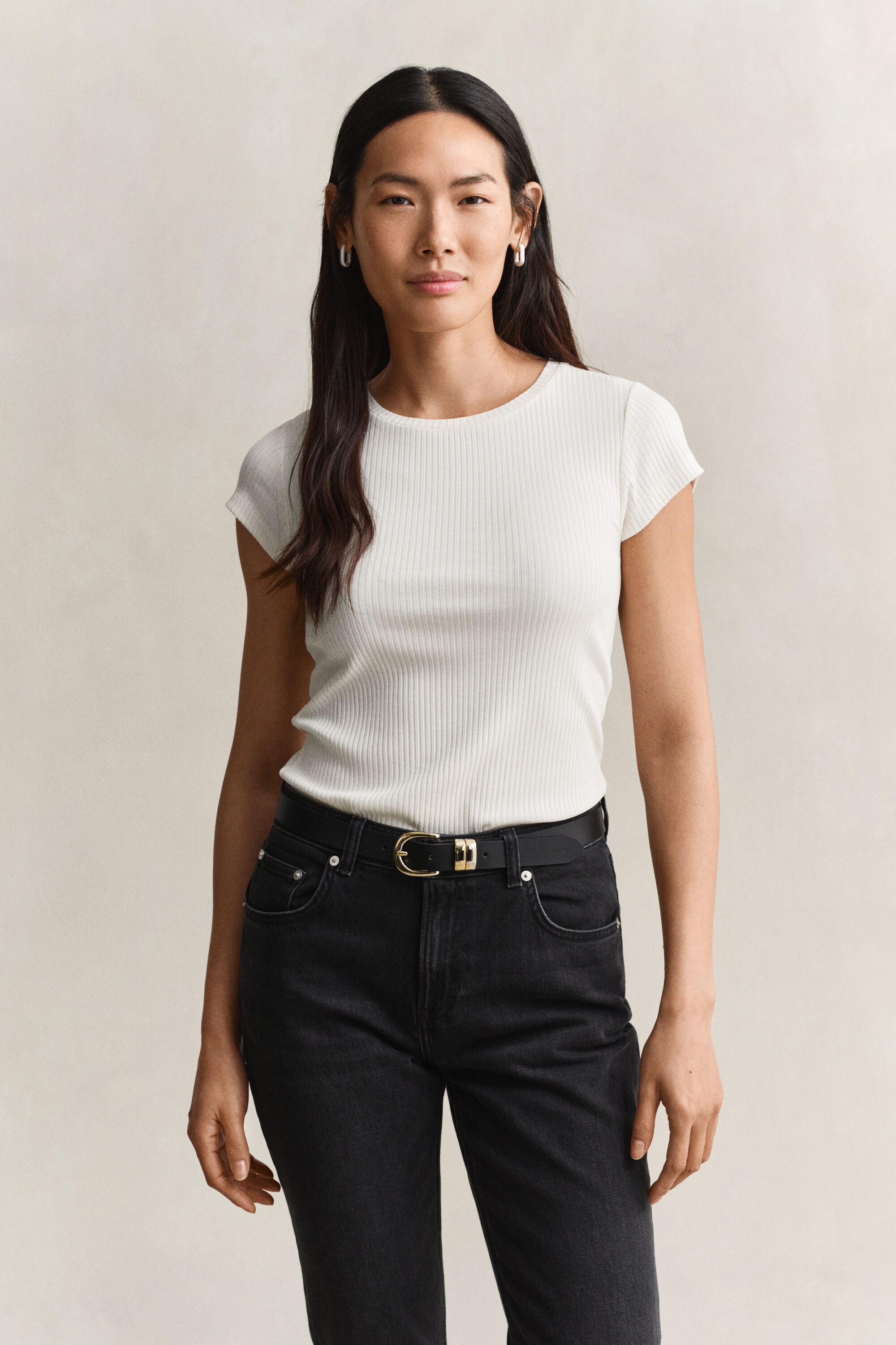 Geripptes Slim Fit T-Shirt