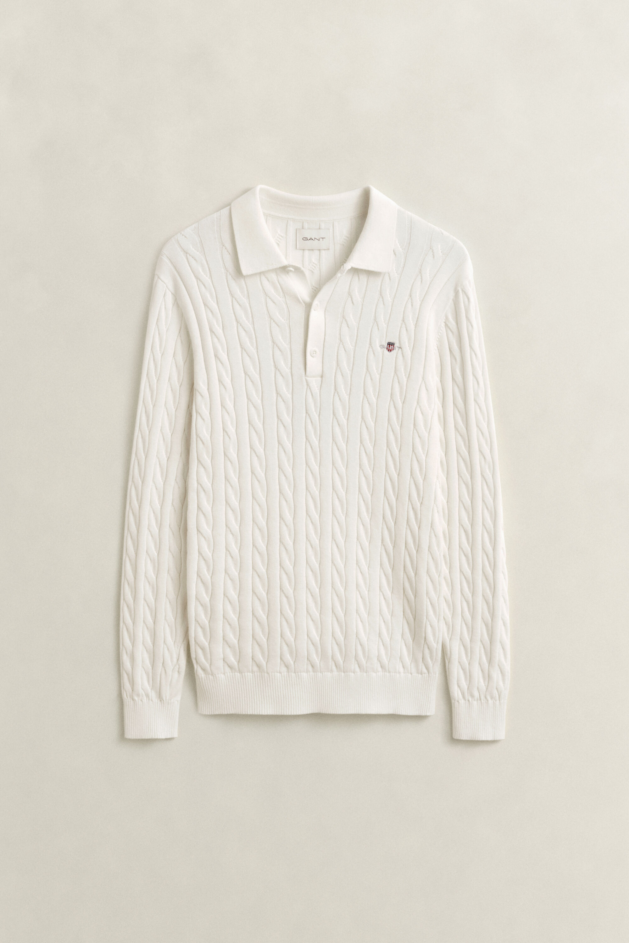 Zopfstrick Polopullover aus Baumwolle
