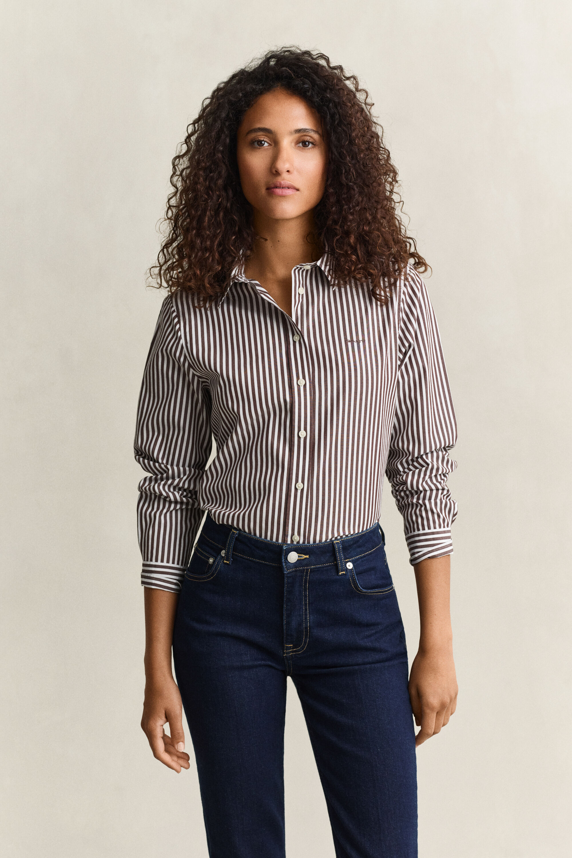 Popeline-Bluse im Regular Fit mit Streifen