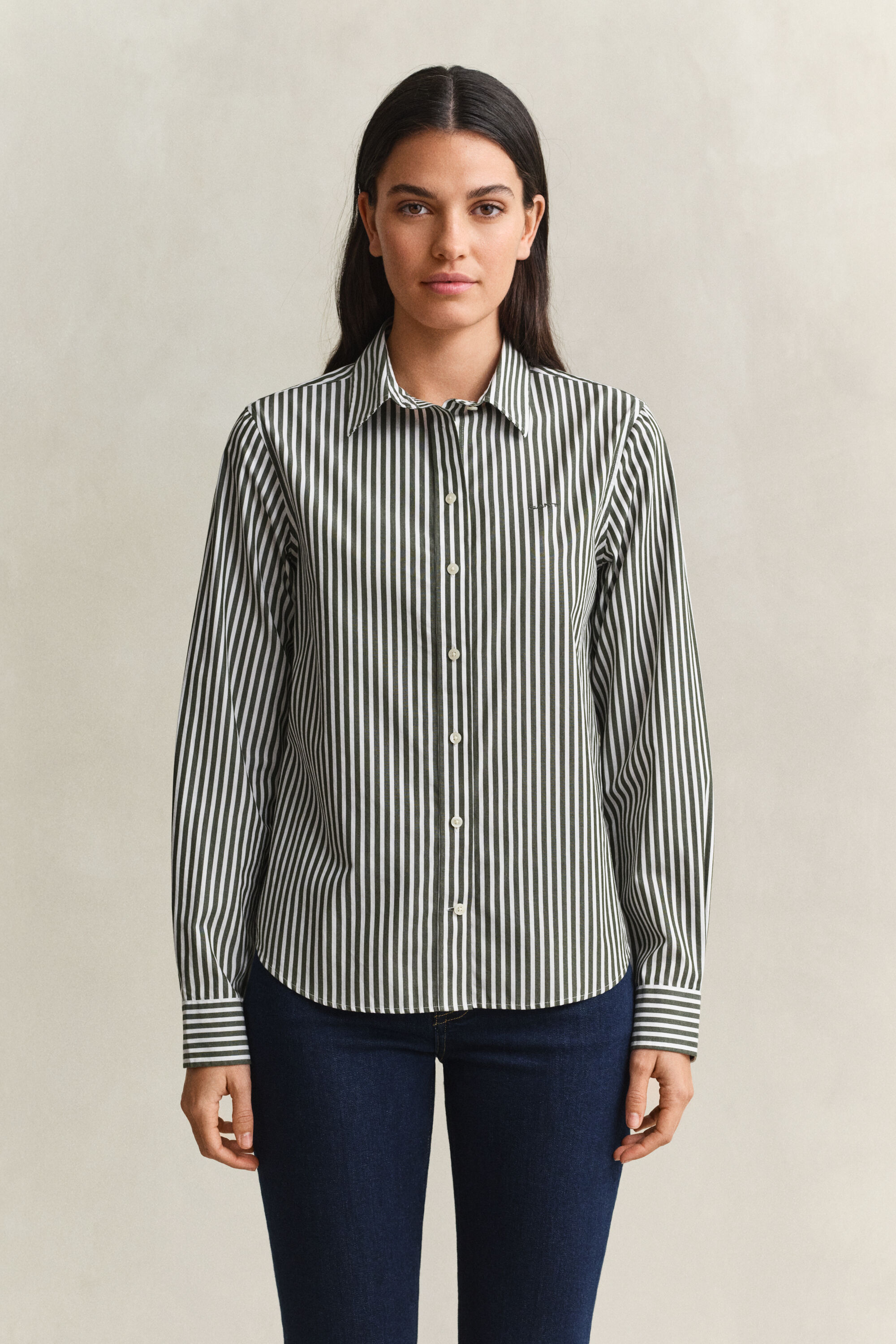 Regular Fit Classic Popeline-Bluse mit Streifen