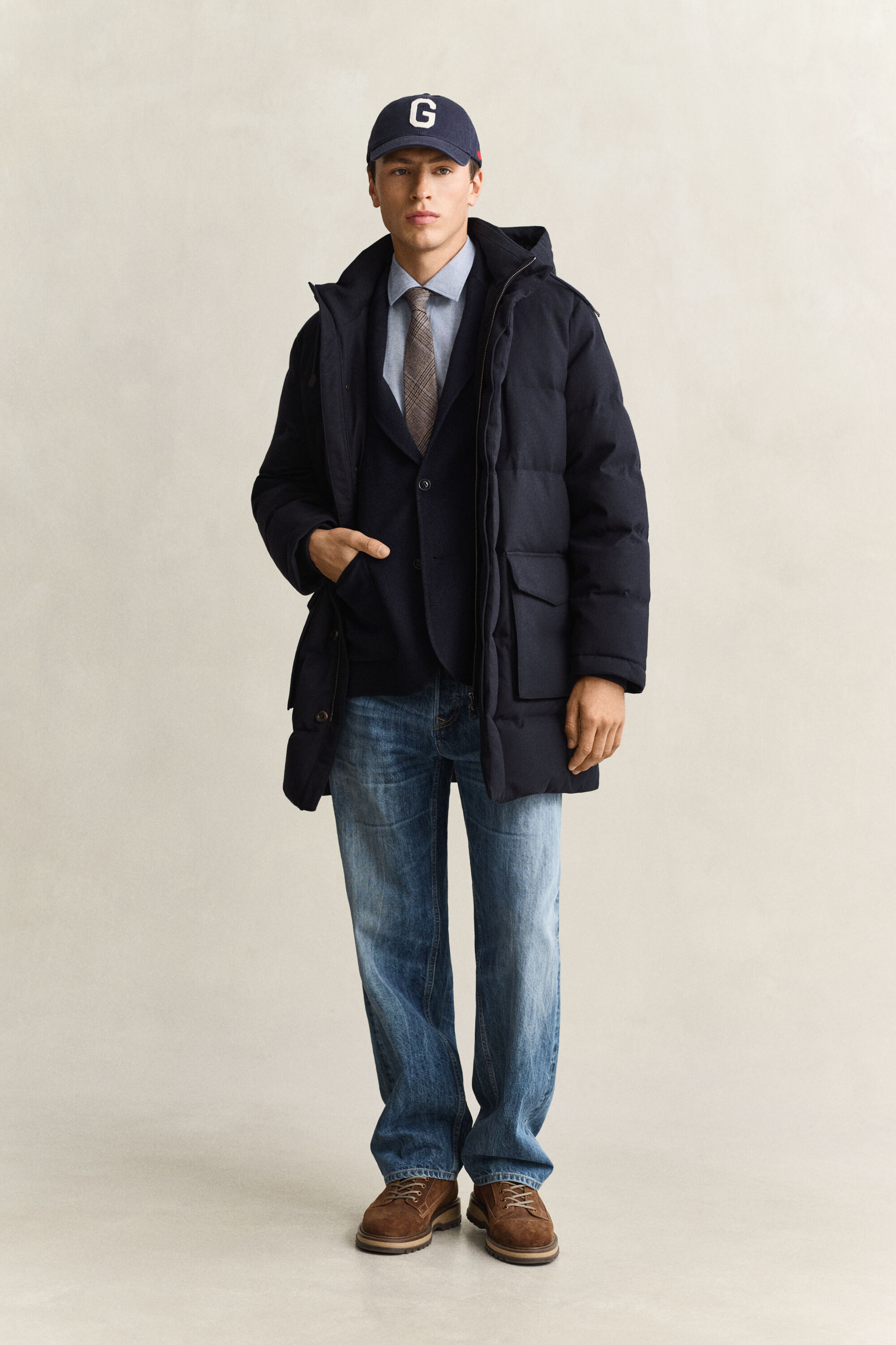 Mittellange Flanelldaunenjacke