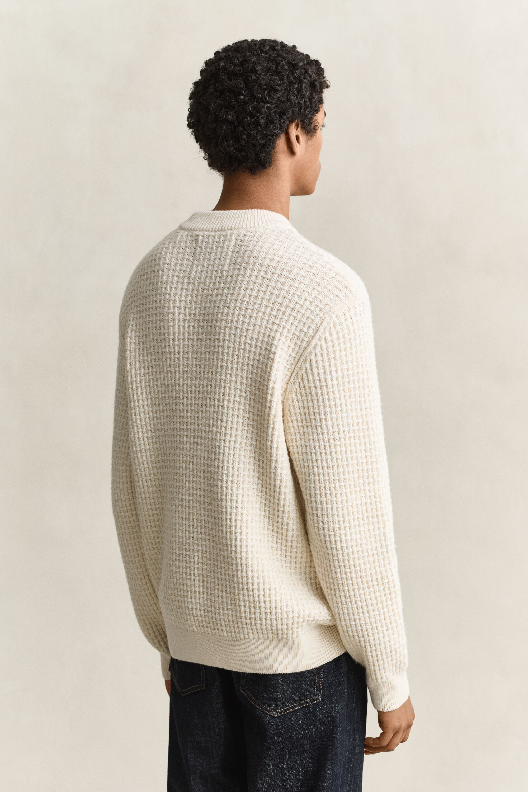 Stehkragenpullover aus griffigem Baumwoll-Woll-Mix