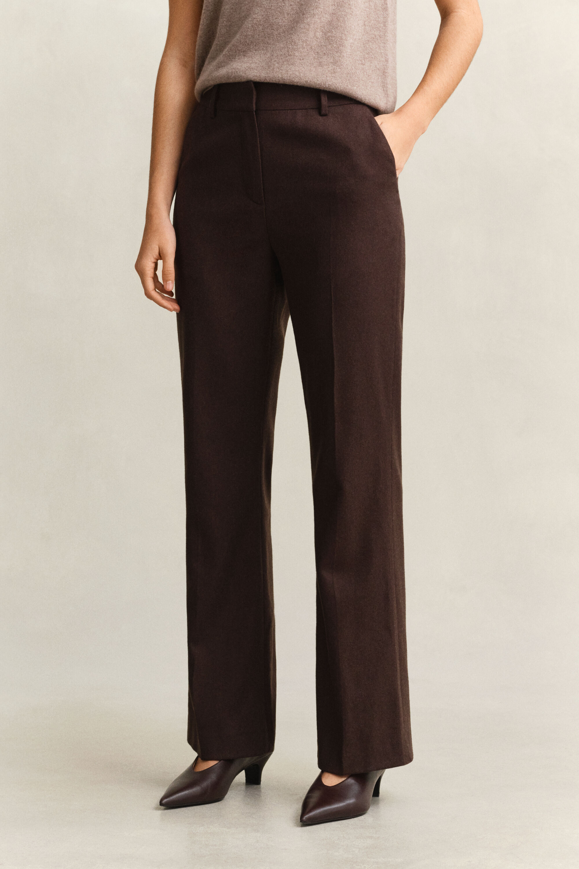 Ausgestellte Slim Fit Flanellhose
