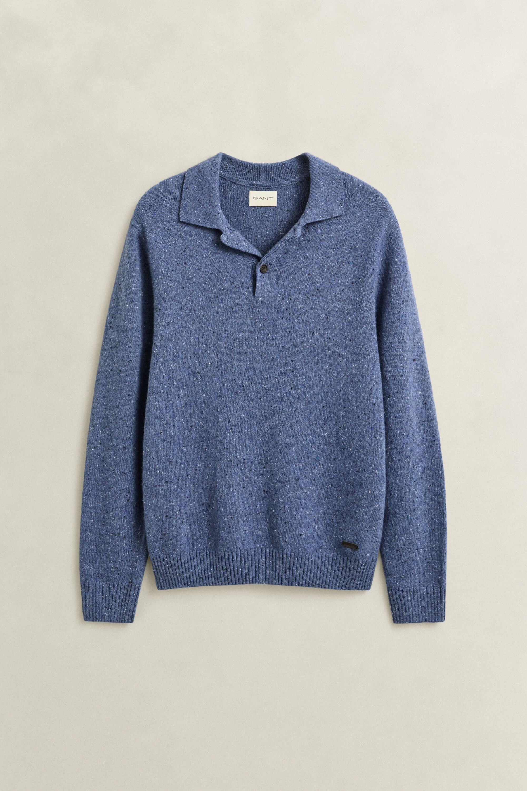 Polopullover aus Wollmix mit Noppenstruktur