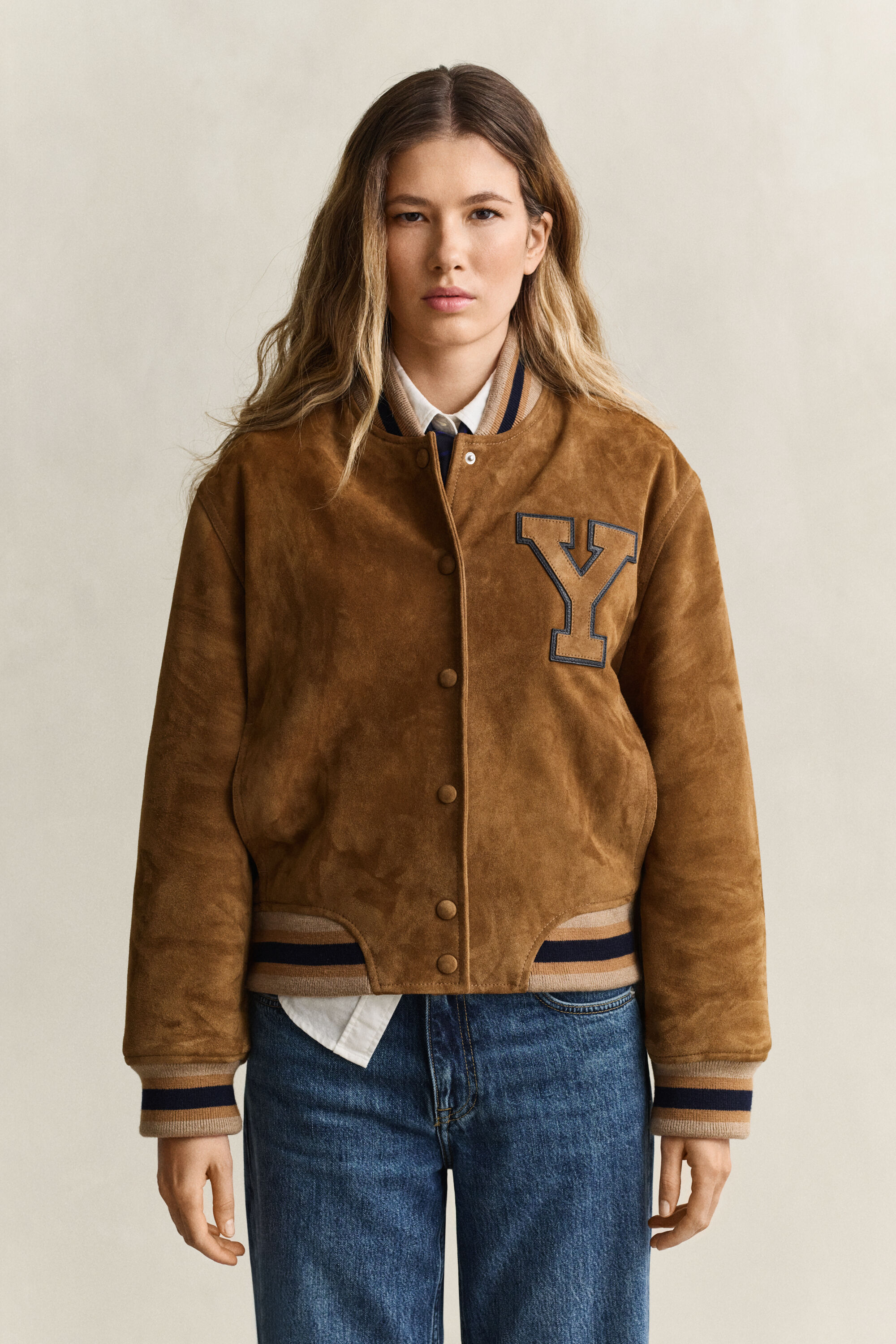 Gant x Yale Varsity Jacket aus Veloursleder