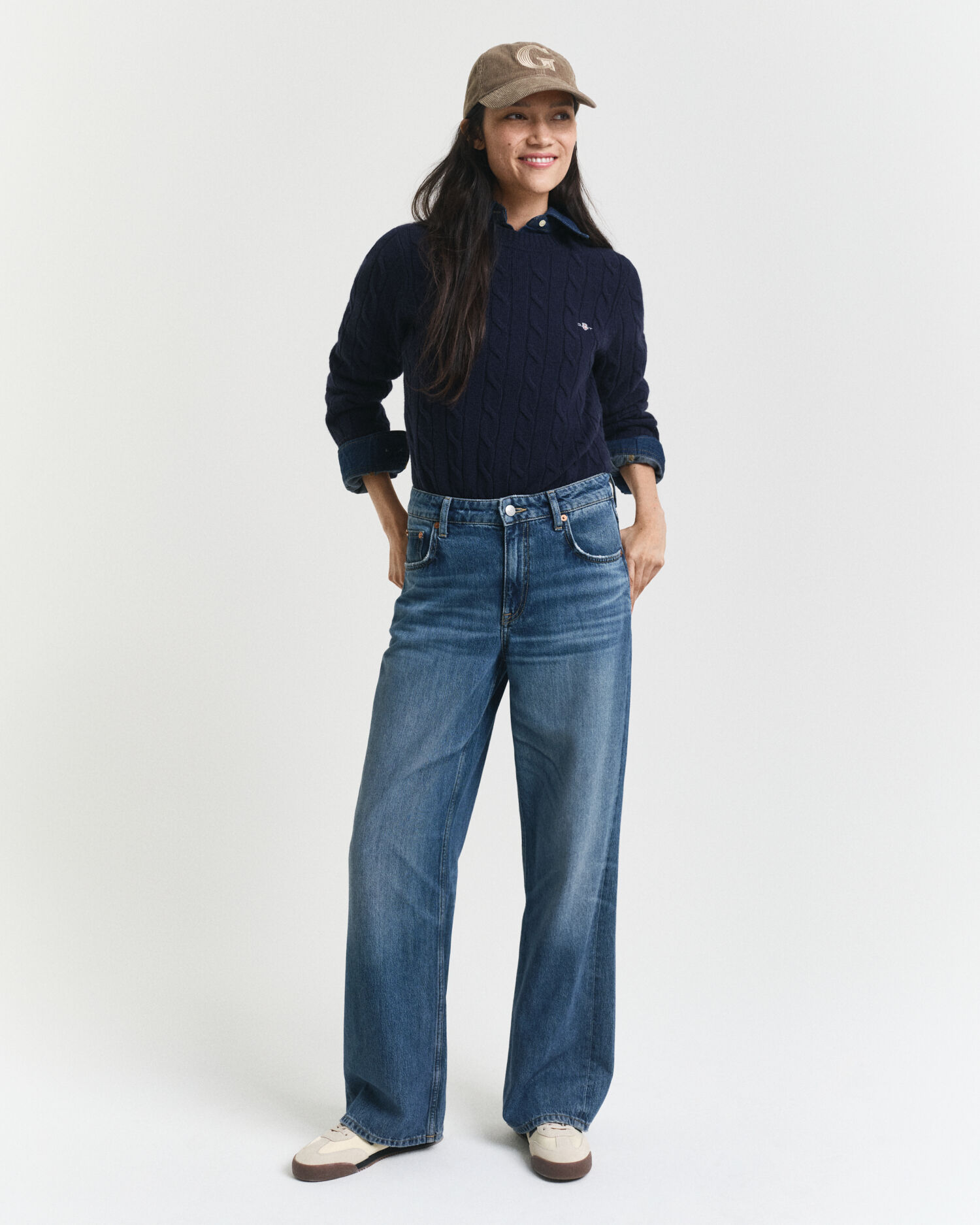 Lambswool Zopfstrick Rundhalspullover