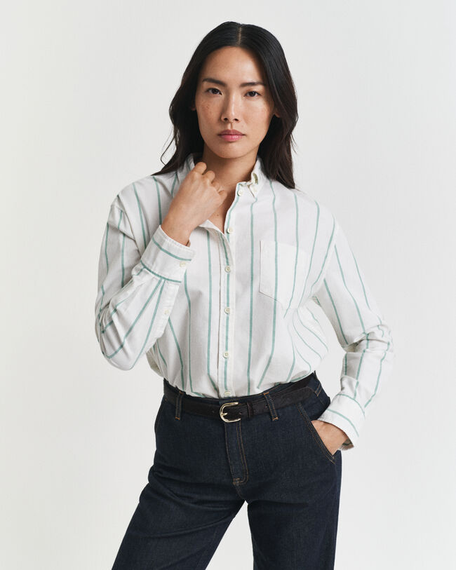 Relaxed Fit Classic Oxford-Bluse mit Streifen