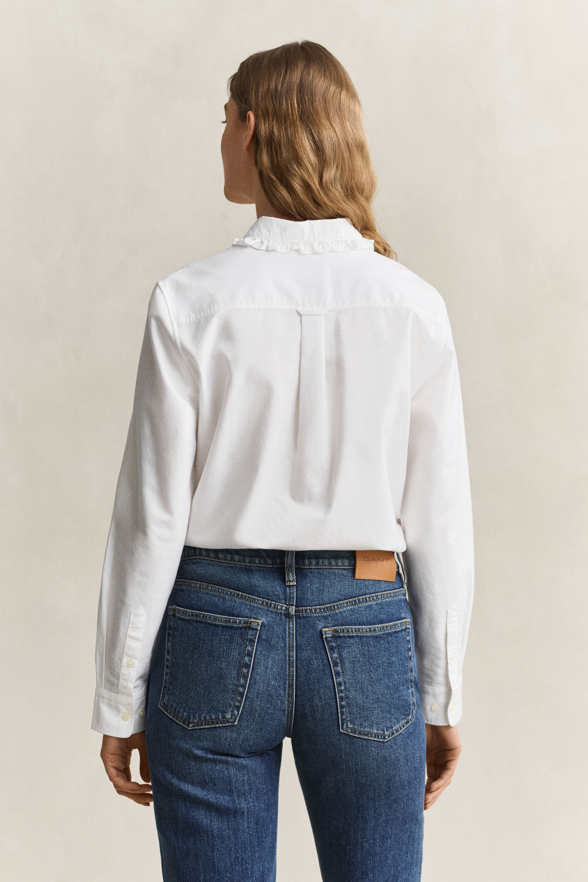 Classic Oxford-Bluse mit Rüschen