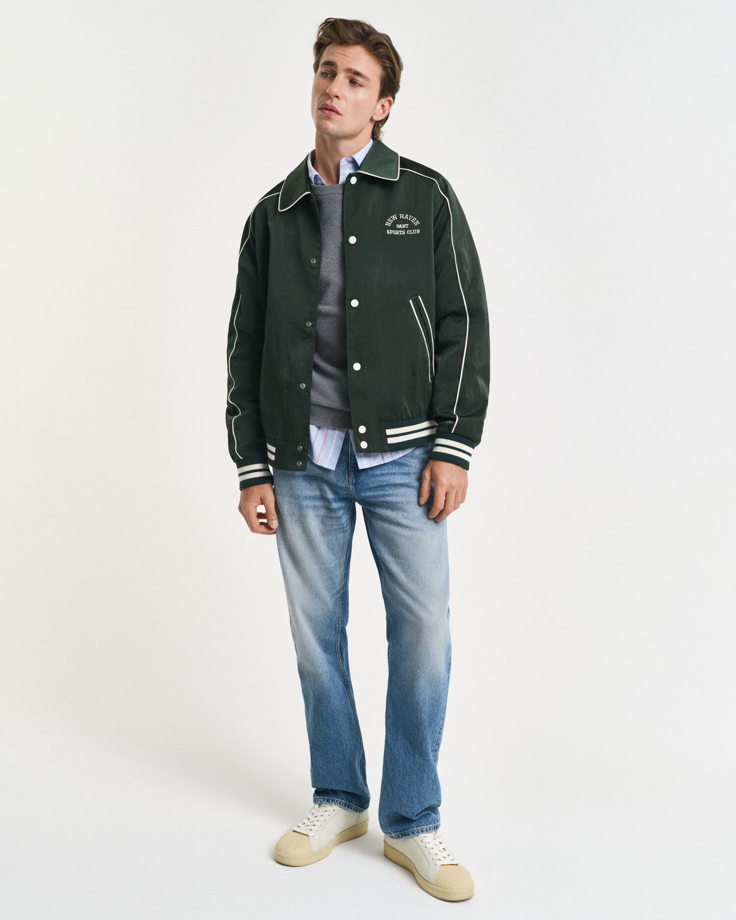 Rundhalspullover aus Baumwoll-Piqué