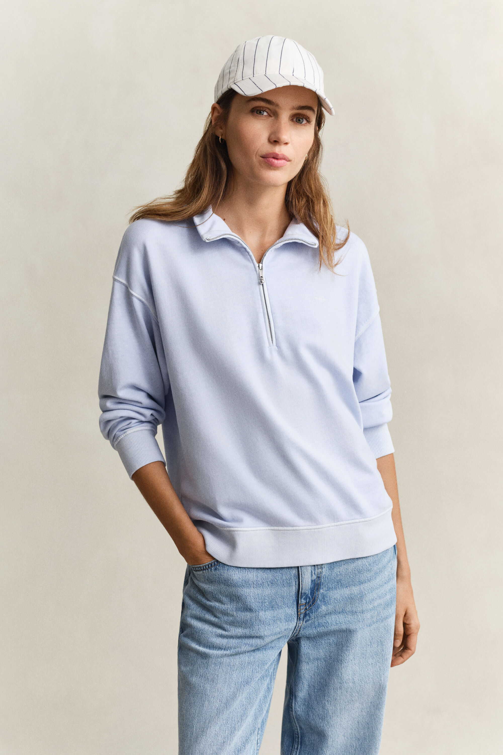 Gewaschenes Shield Sweatshirt mit Reißverschlusskragen