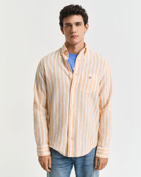 Regular Fit Hemd mit Streifen aus Baumwolle und Leinen