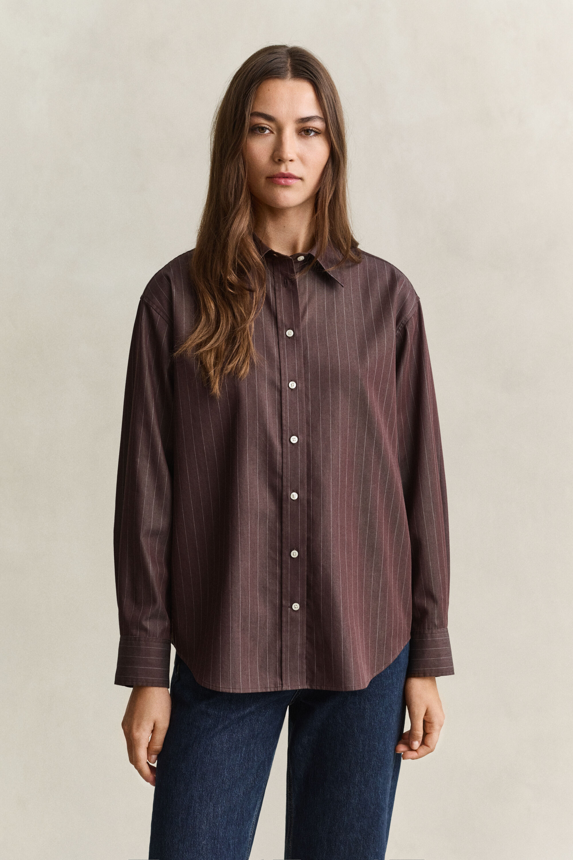 Relaxed Fit Popeline Bluse mit Streifen