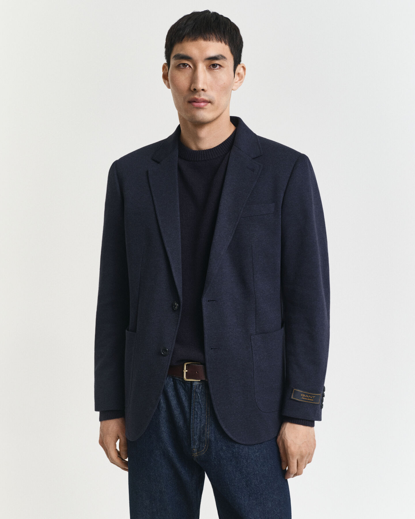 Slim Fit Two-Toned Sakko aus Jersey-Piqu&eacute;