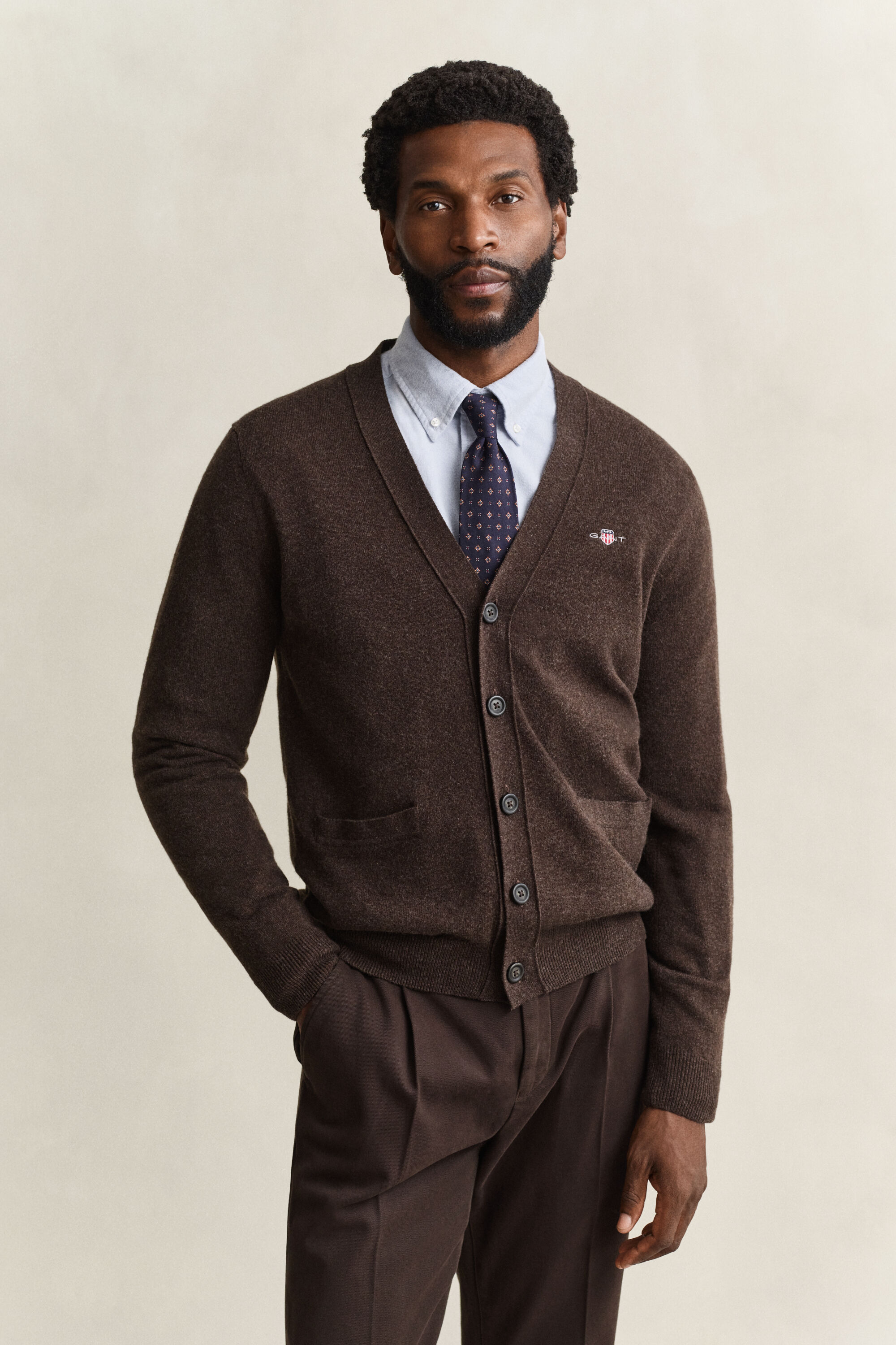 V-Neck Strickjacke aus Lambswool