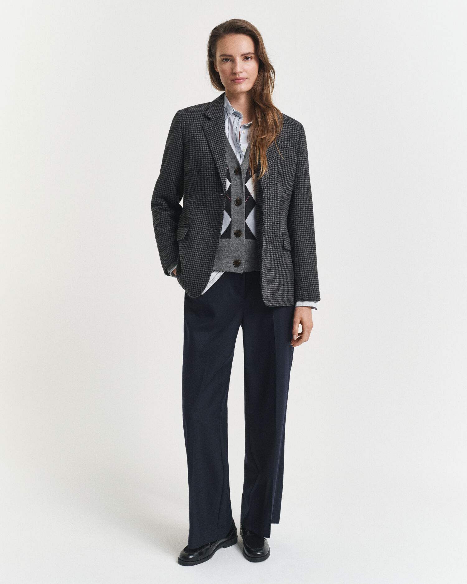 Regular Fit Houndstooth Blazer aus Wolle