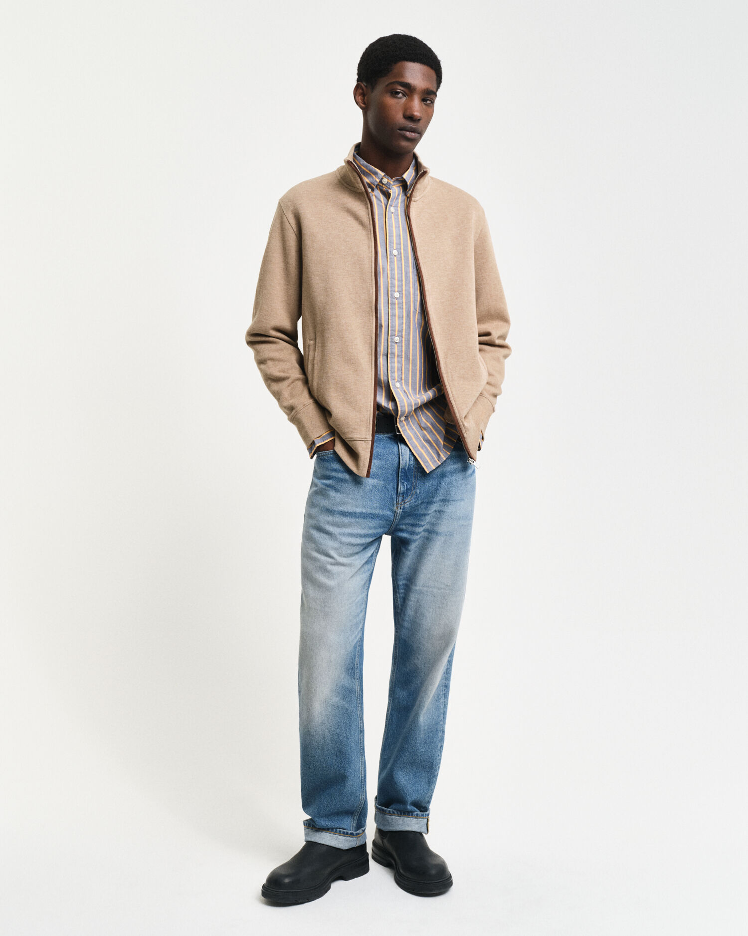 Sacker Rib Strickjacke mit Reißverschluss