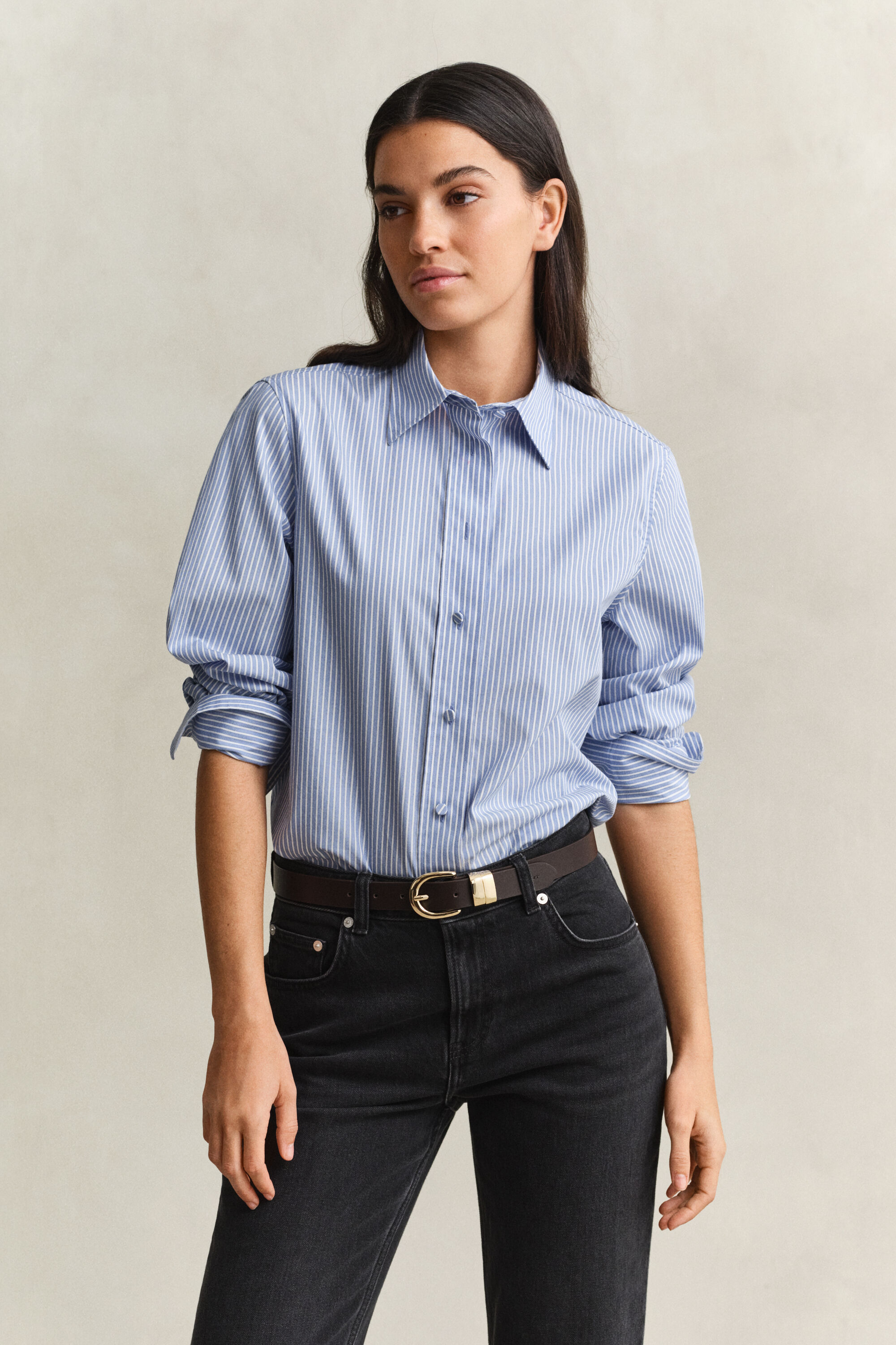 Gestreifte Bluse mit Passe