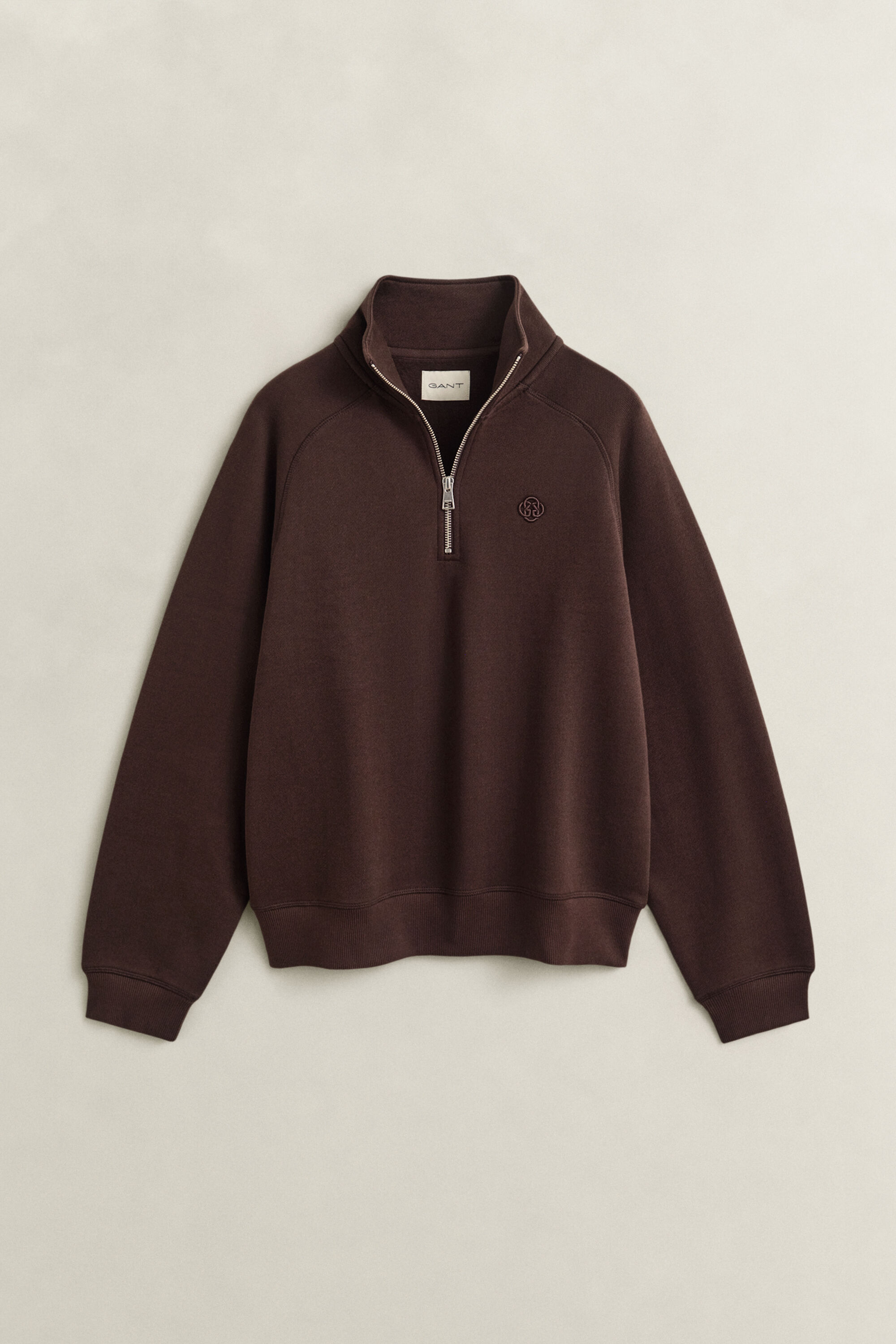 Besticktes Sweatshirt mit Reißverschlusskragen
