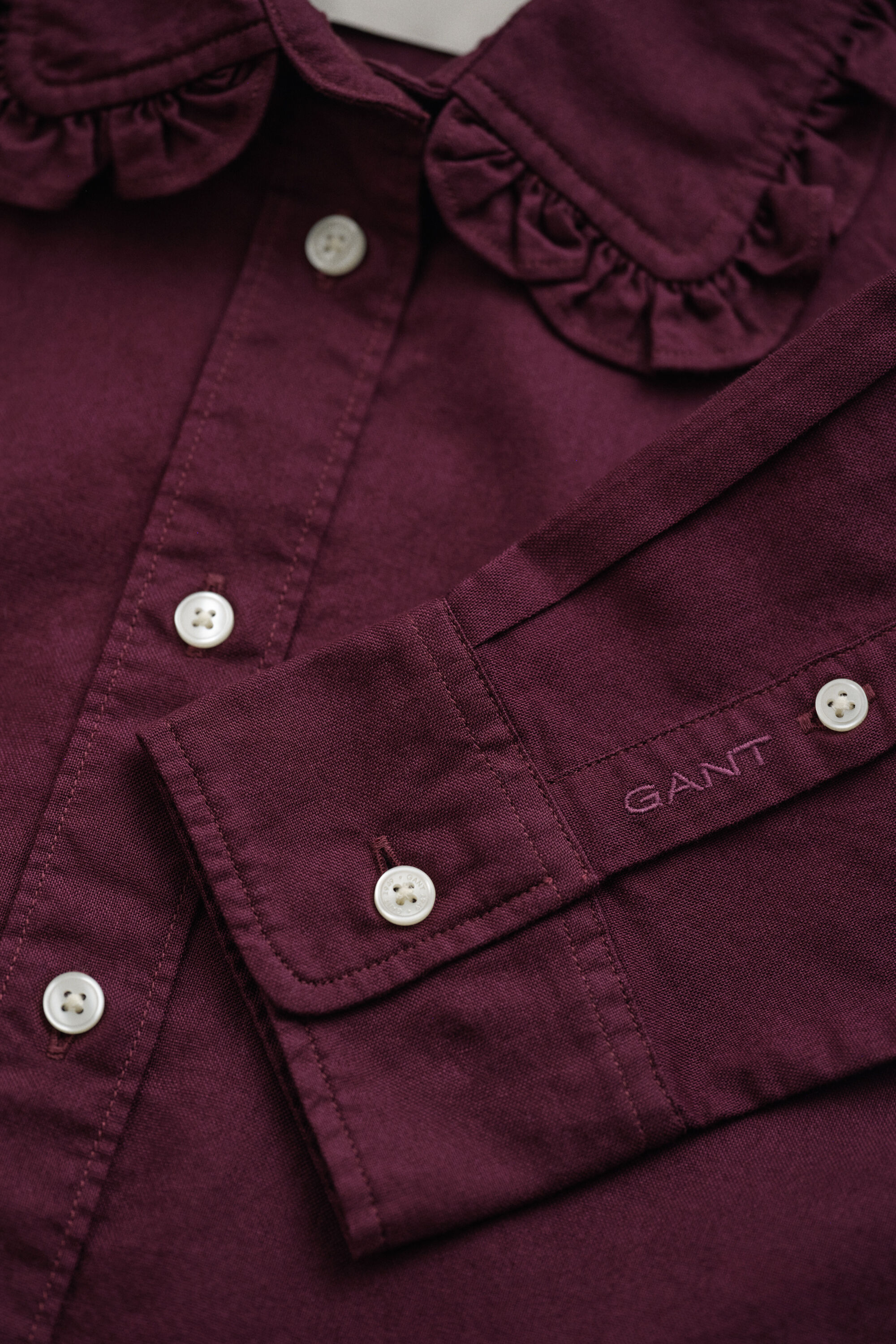 Classic Oxford-Bluse mit Rüschen