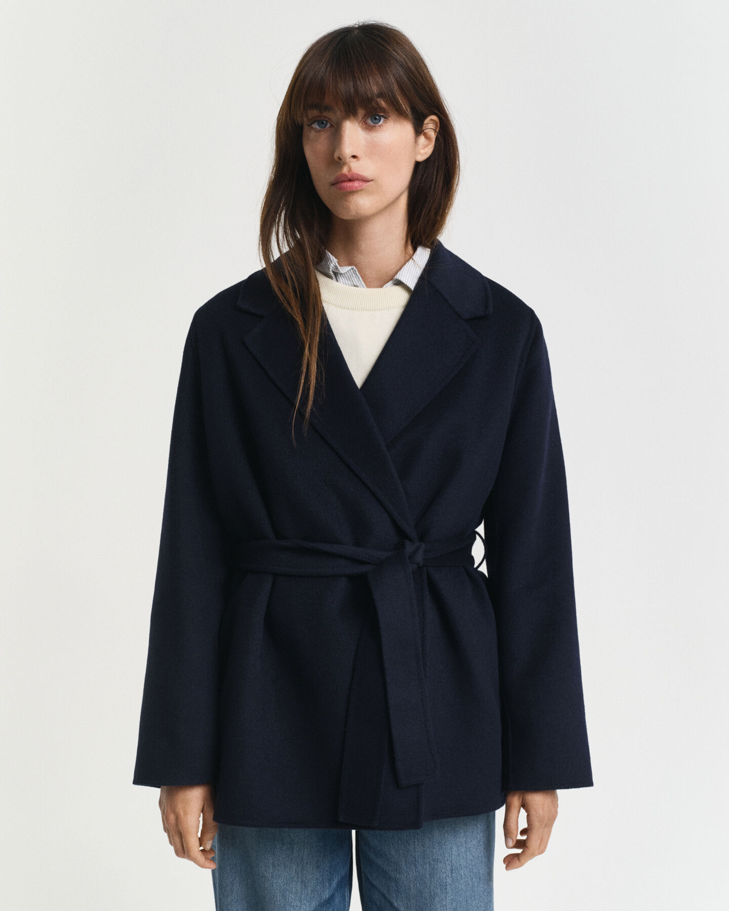 Handgen&auml;hte Jacke mit G&uuml;rtel