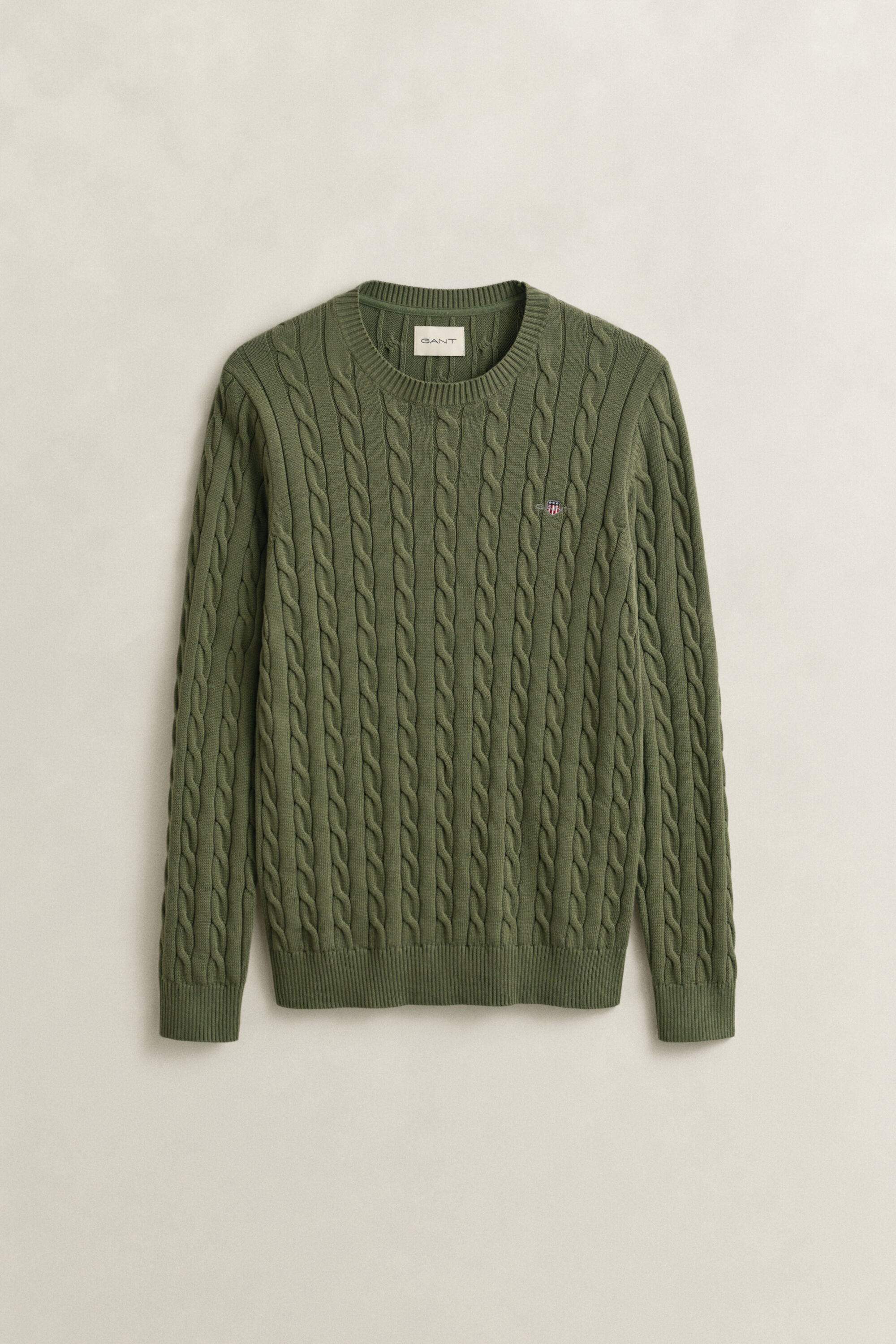 Zopfstrick Rundhalspullover aus Baumwolle