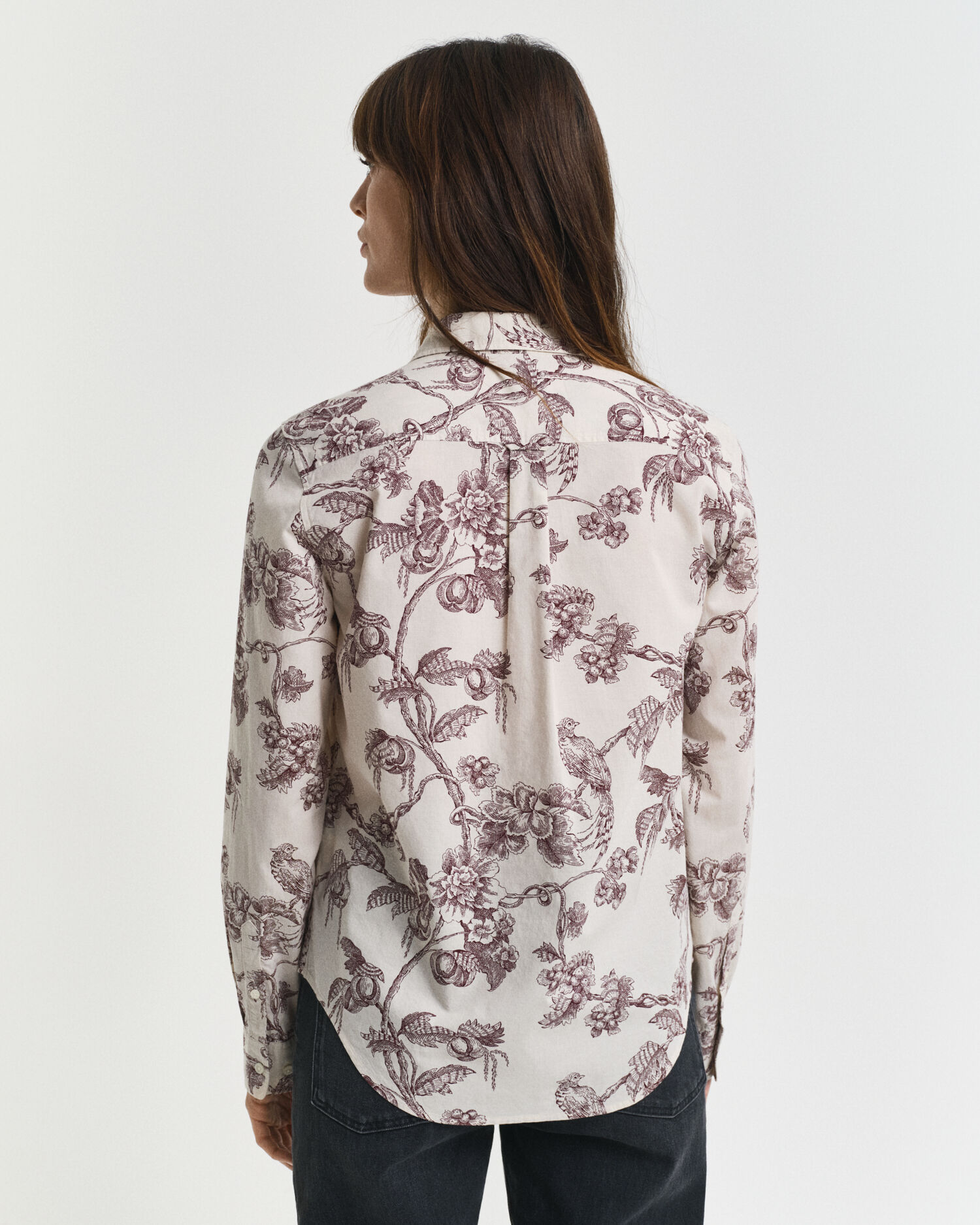 Regular Fit Bluse aus Baumwoll-Voile mit Baum-Print