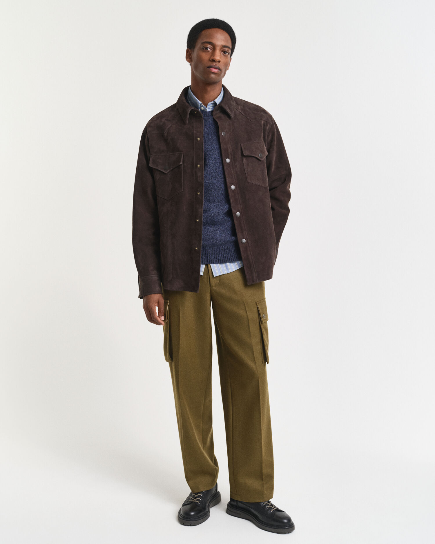 Mouliné Rundhalspullover aus Wollmix