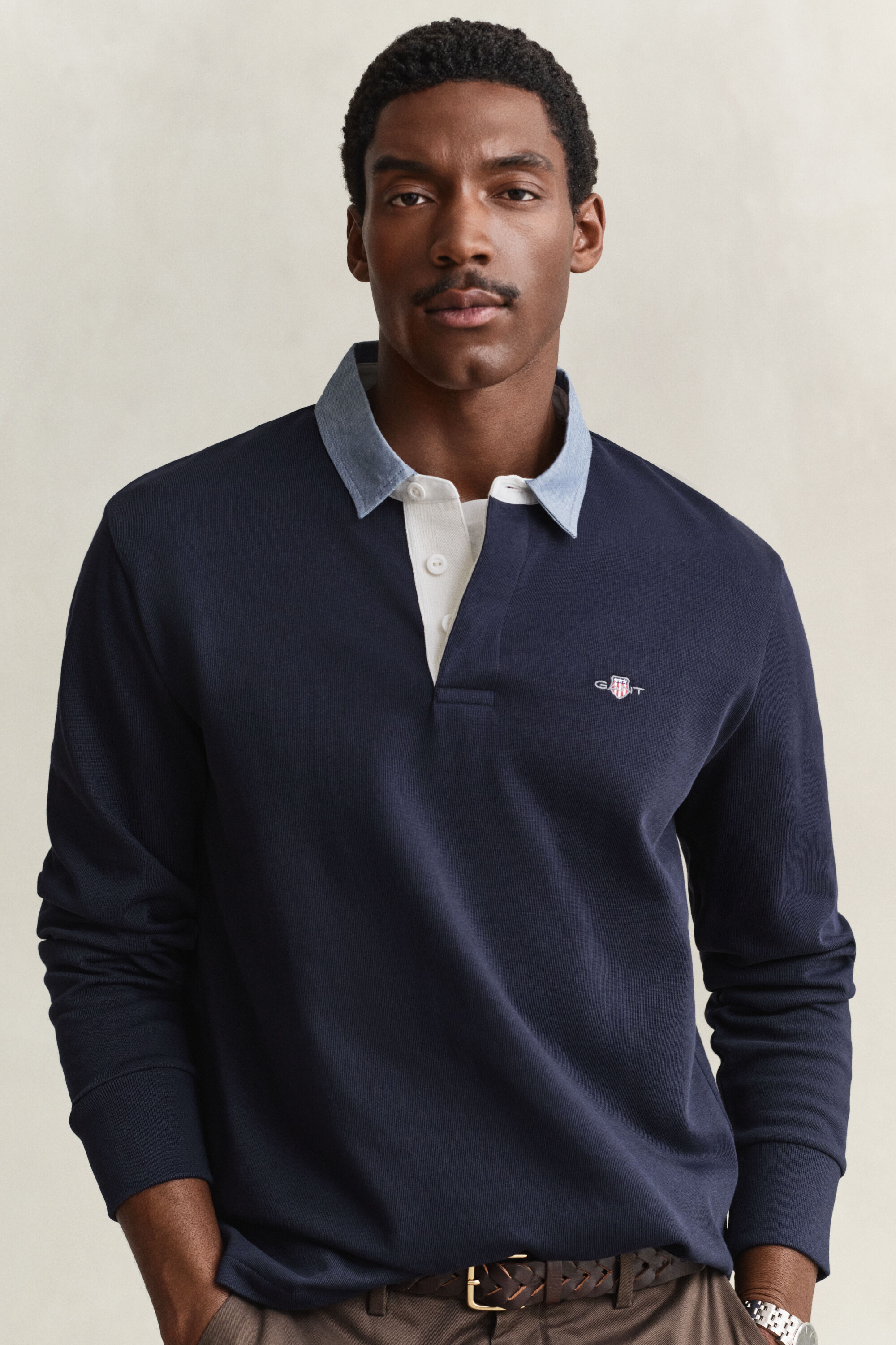 Heavy Rugger mit Chambray-Kragen
