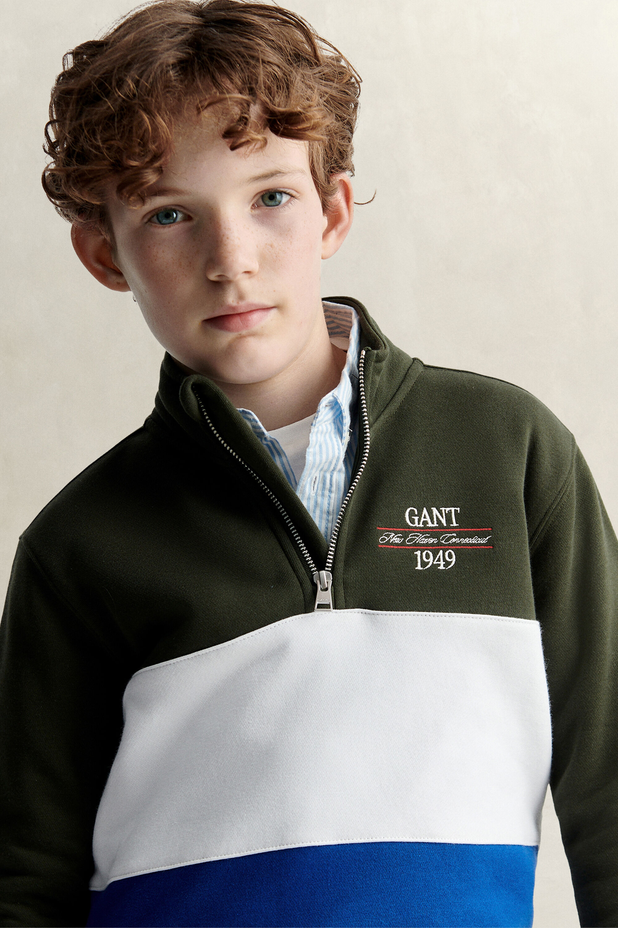 Teen Boys Sweatshirt mit Reißverschlusskragen im Blockfarbendesign