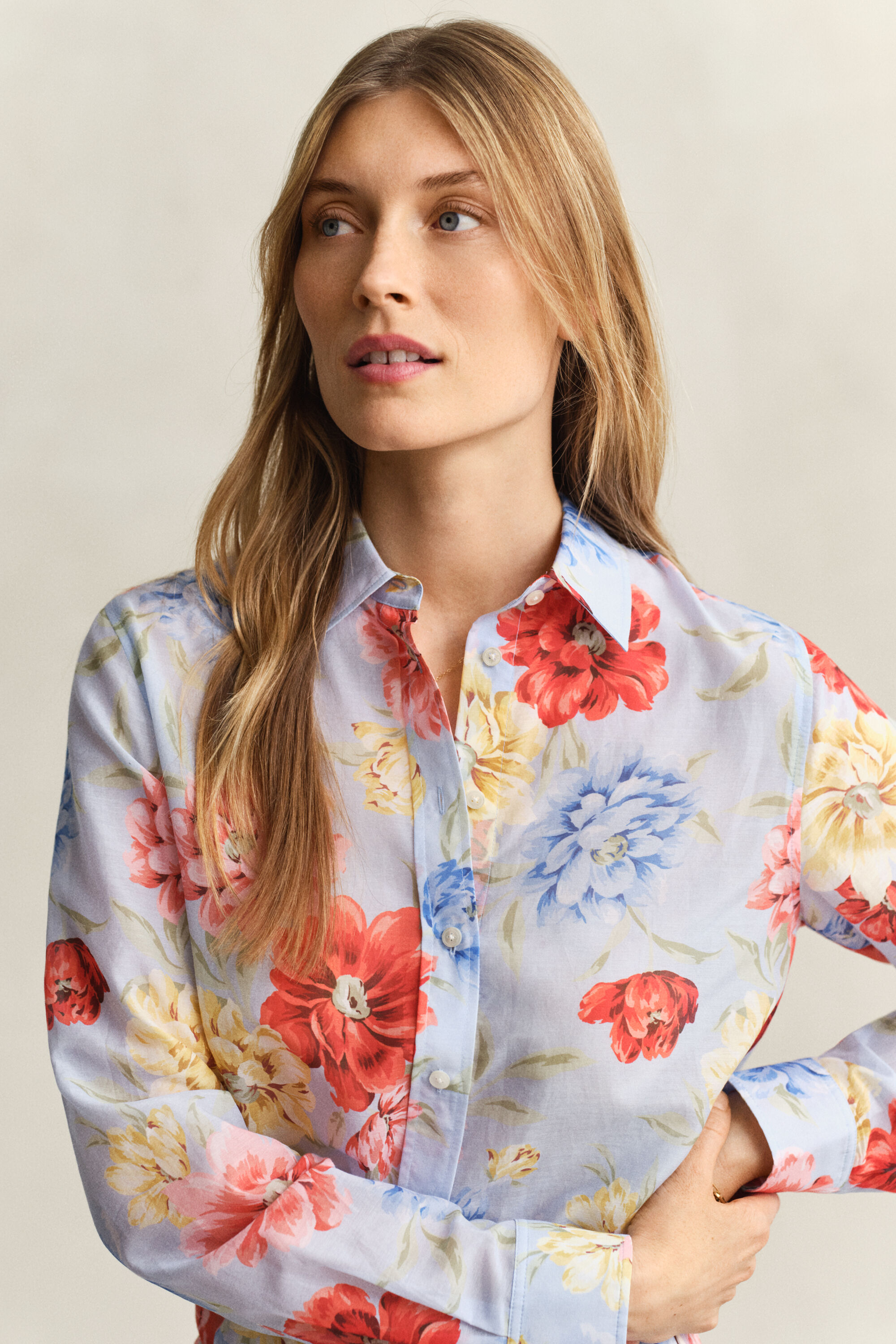 Baumwoll Seiden Bluse mit Blumenprint