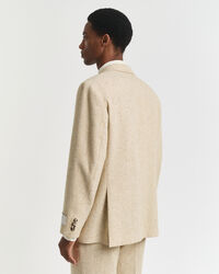 Relaxed Fit Herringbone Anzugsakko mit Noppenstruktur