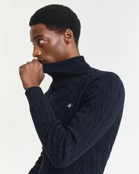 Zopfstrick Rollkragenpullover aus Baumwolle