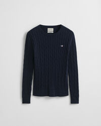 Zopfstrick Rundhalspullover aus Stretch-Baumwolle