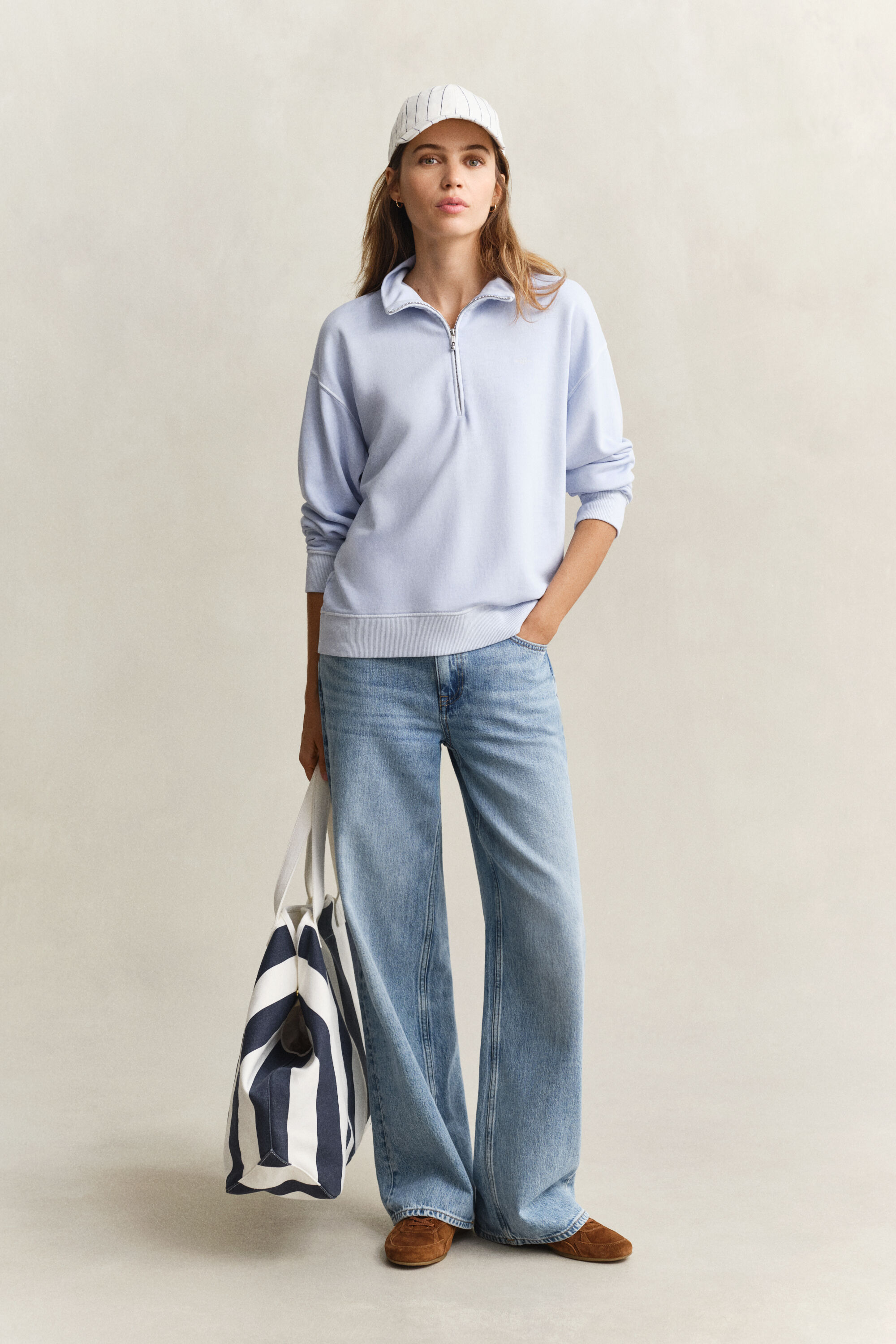 Gewaschenes Shield Sweatshirt mit Reißverschlusskragen