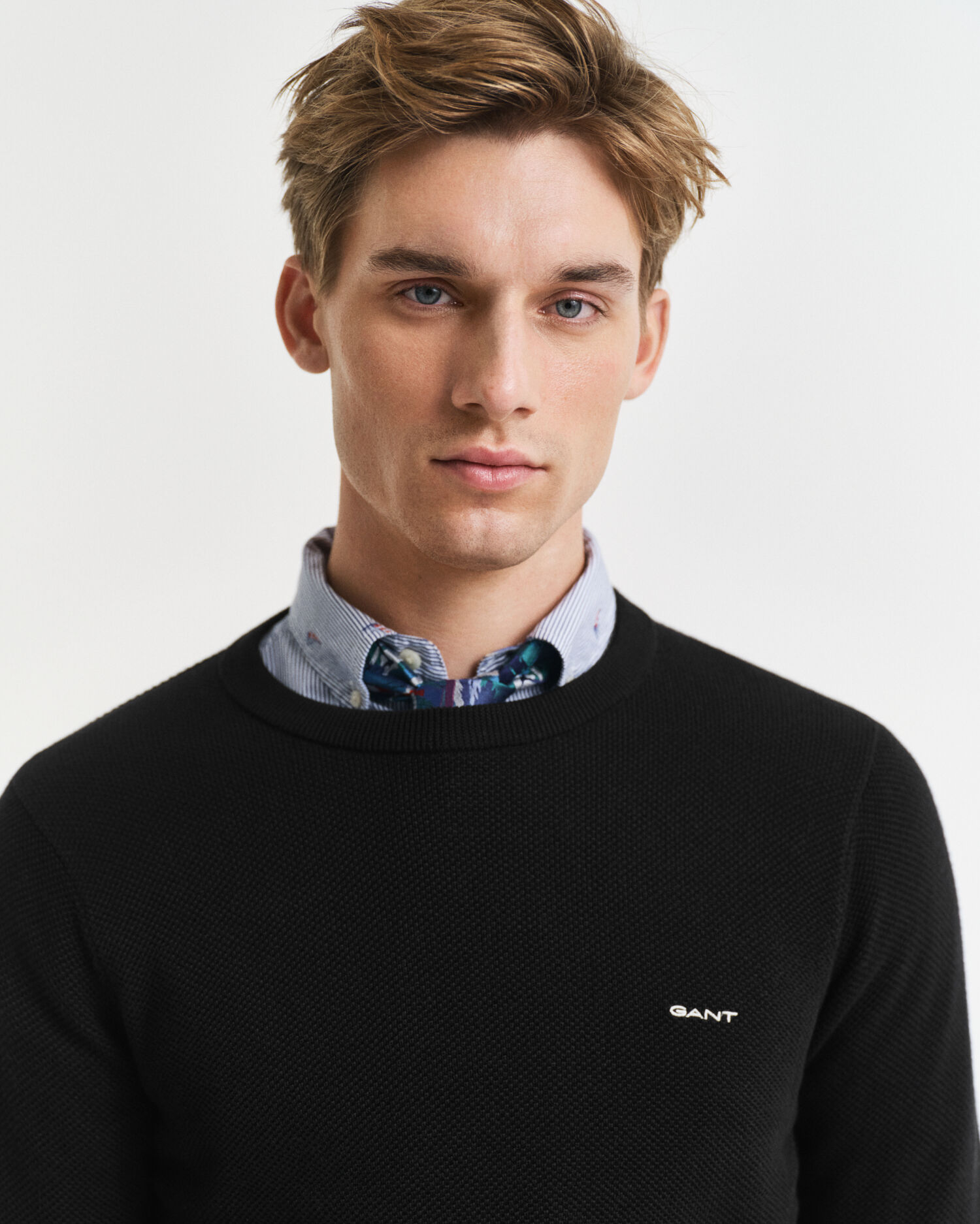 Rundhalspullover aus Baumwoll-Piqué