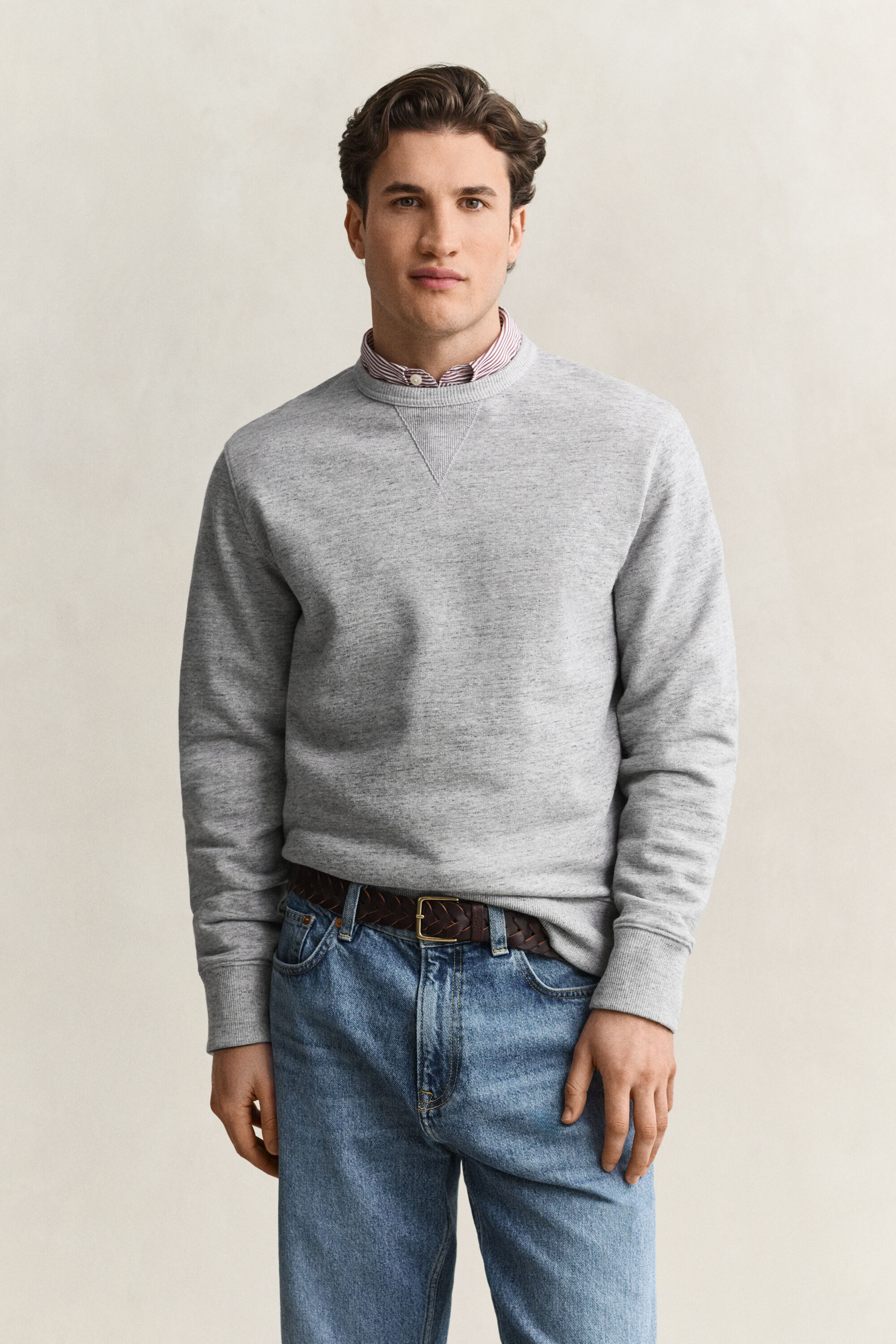 Meliertes Rundhals-Sweatshirt