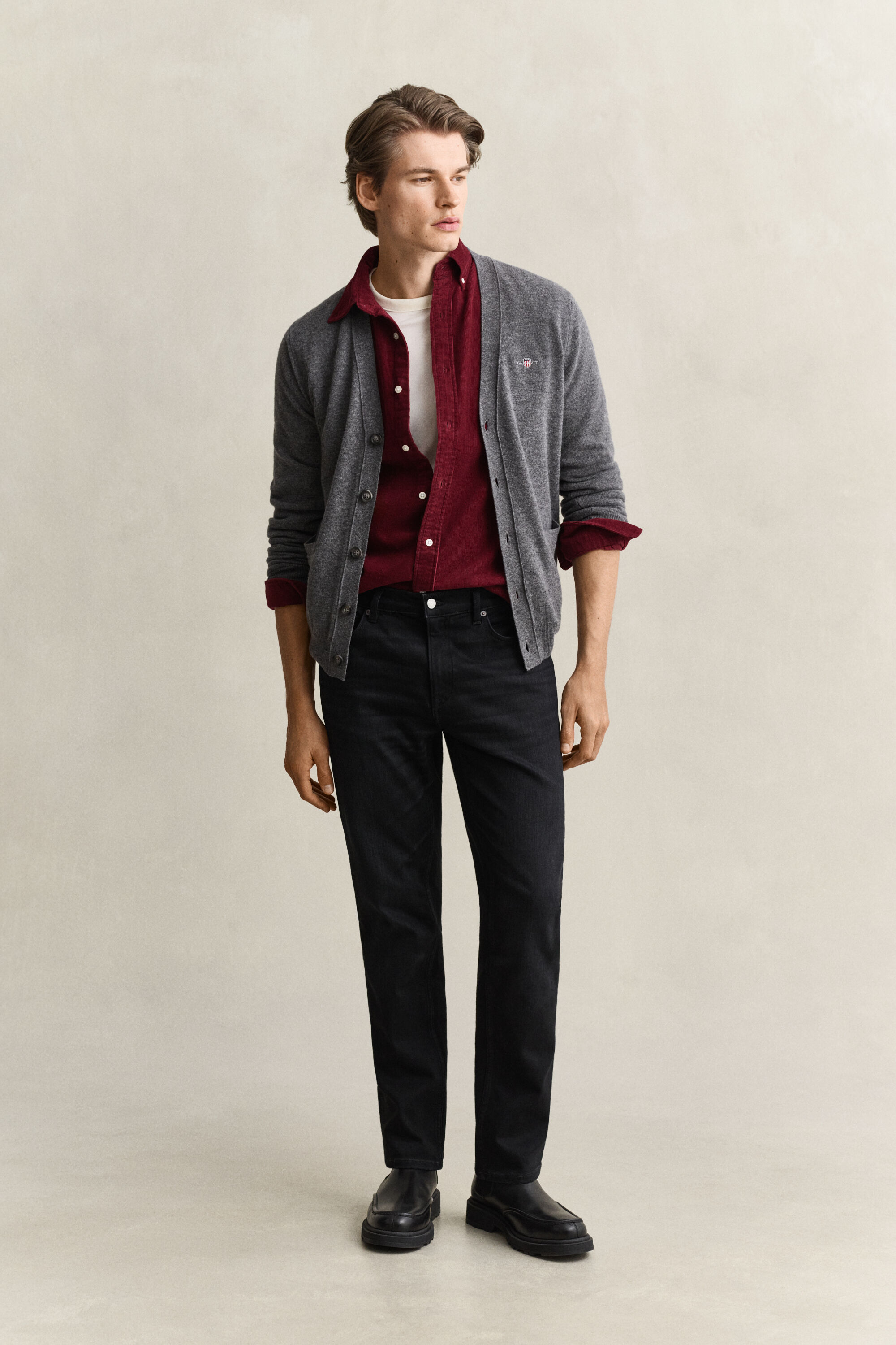 V-Neck Strickjacke aus Lambswool