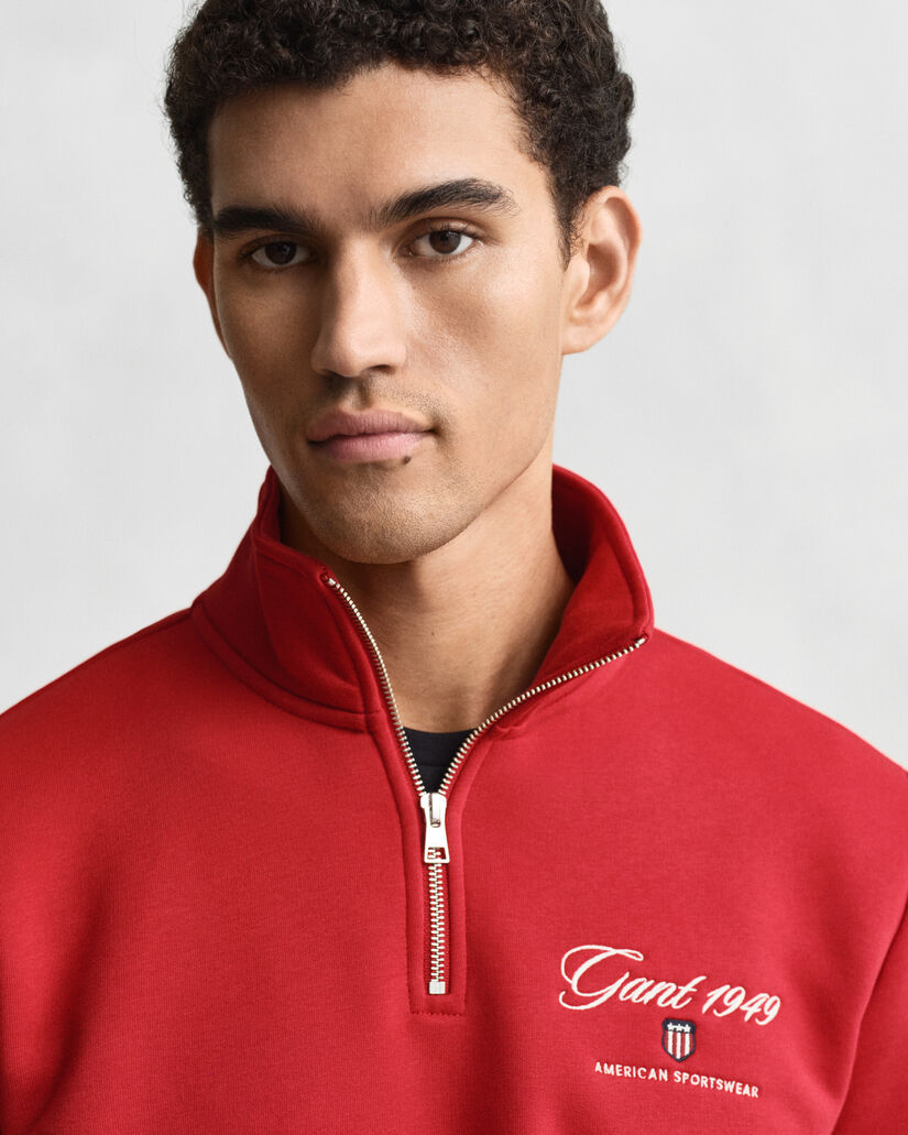 1949 Graphic Sweatshirt mit Rei&szlig;verschlusskragen