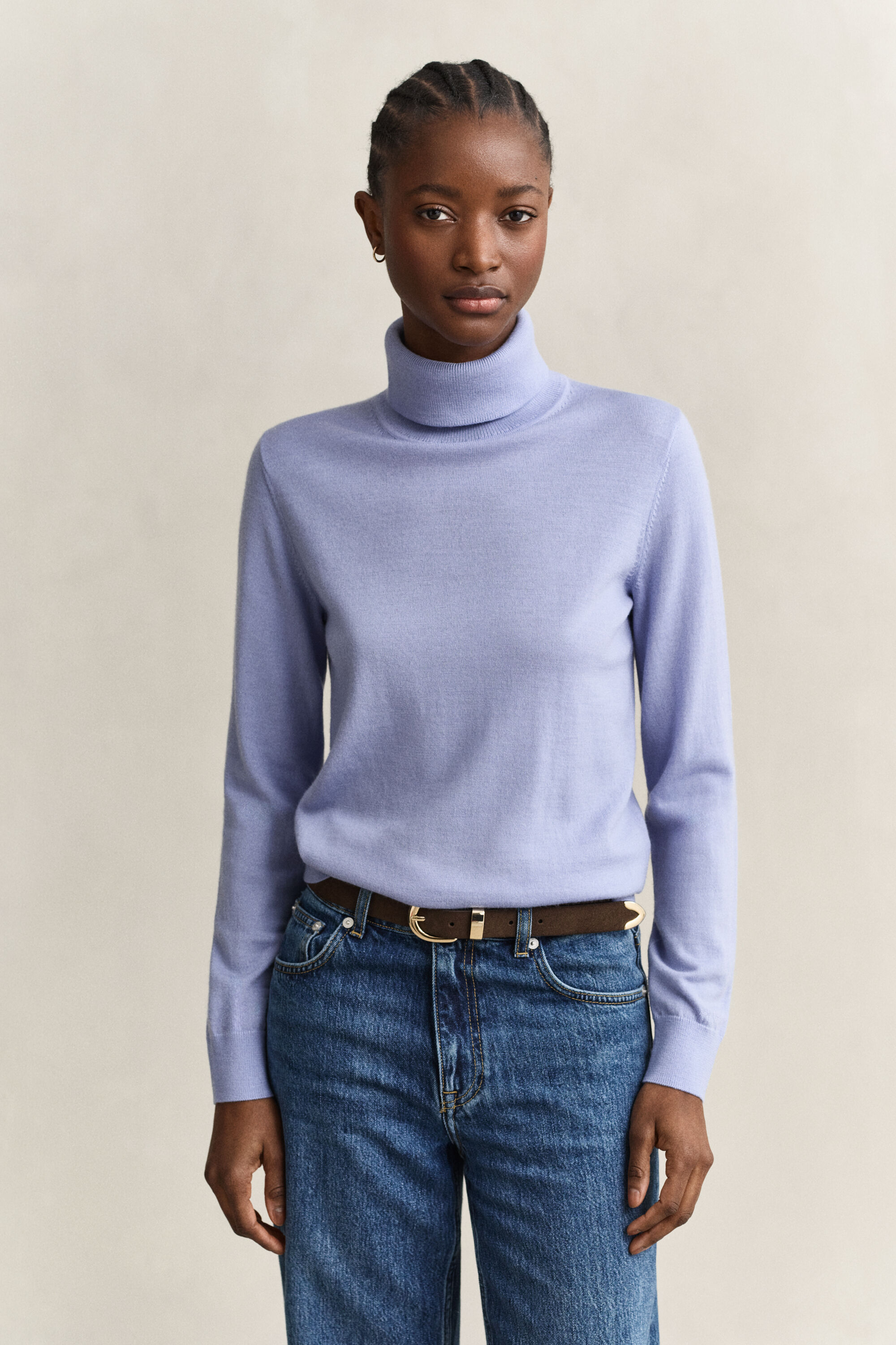 Rollkragenpullover aus extrafeiner Merinowolle