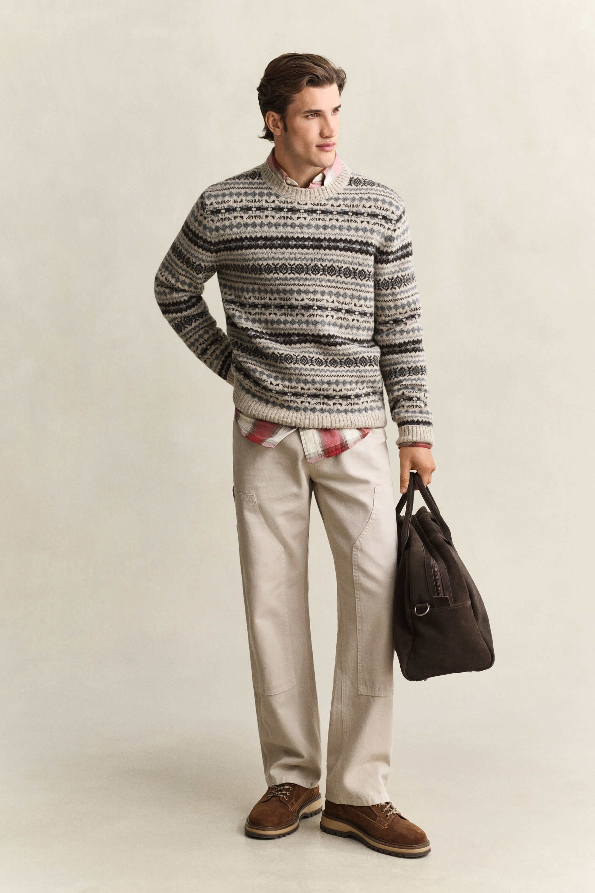 Jacquard-Pullover aus gekämmter Wolle