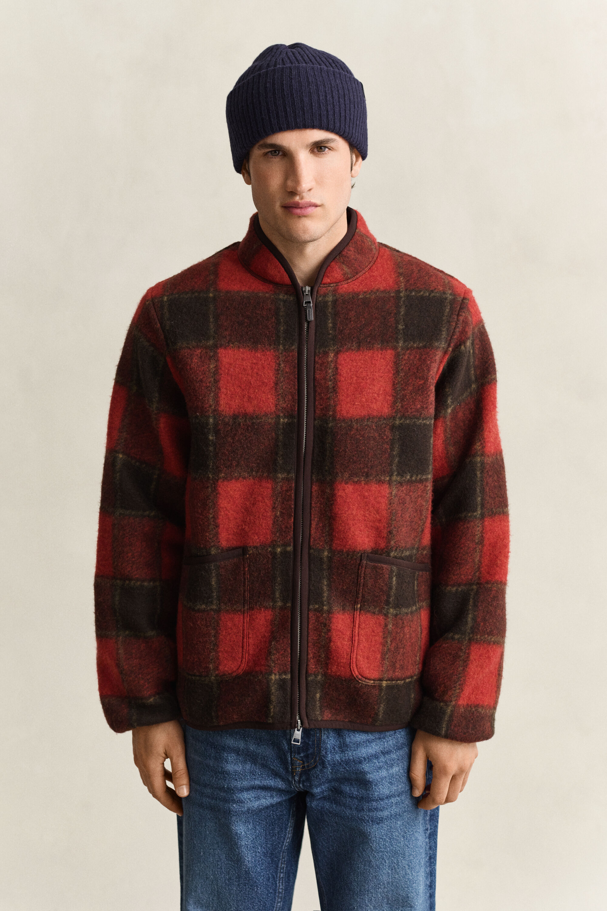 Karierte Fleecejacke