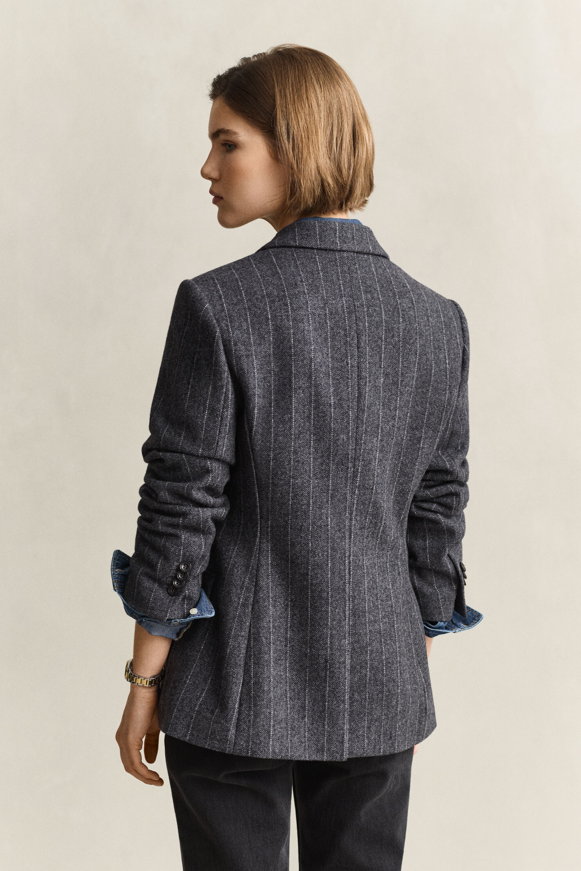 Sanduhr-Blazer mit Nadelstreifen