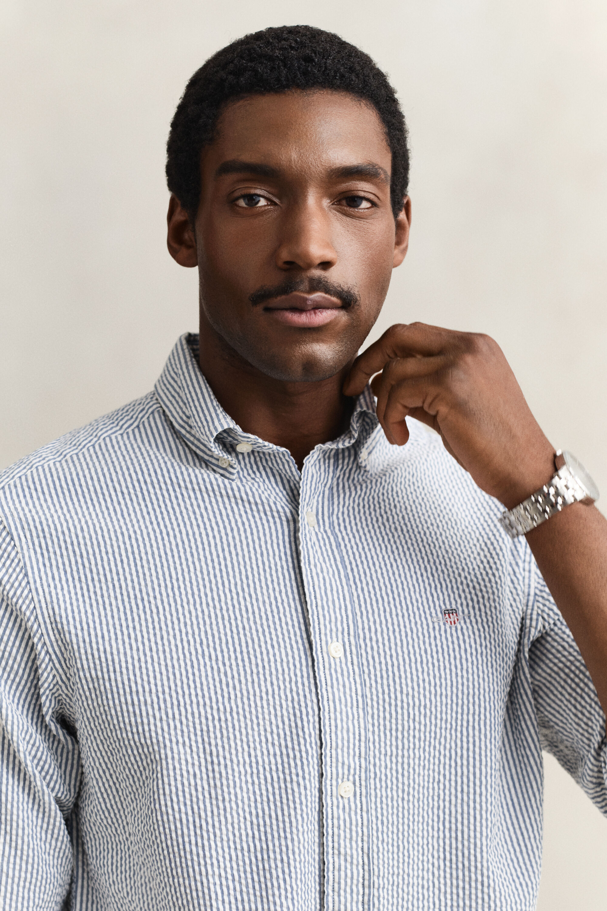 Regular Fit Seersucker Hemd mit Streifen